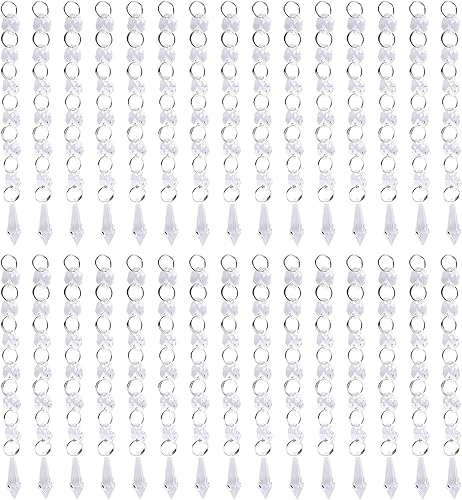 30 guirnaldas de cristal, hebras de cristal acrílico transparente, cuerdas de cuentas de cristal colgantes, cuentas de piezas colgantes para