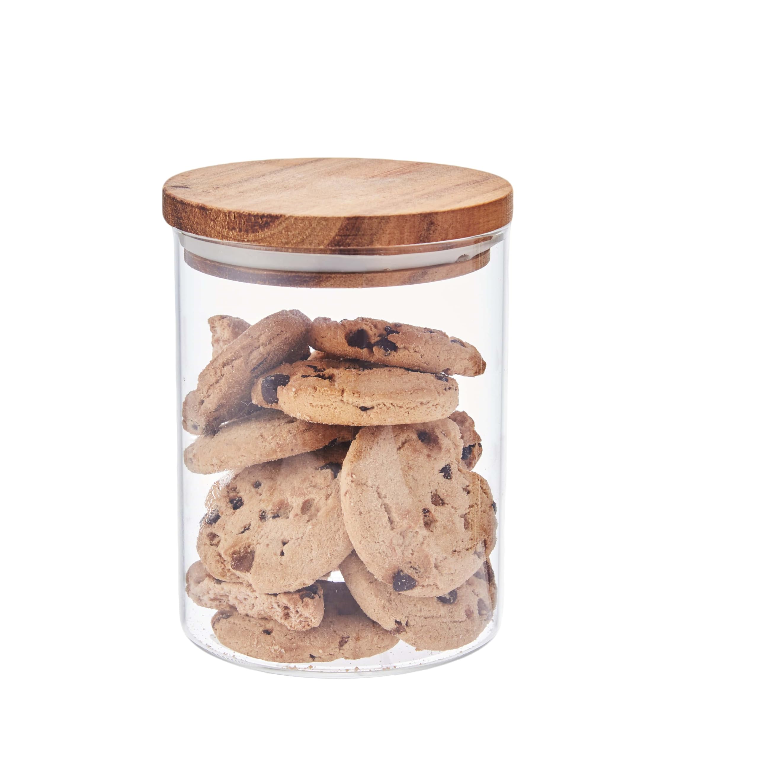 Eden & Willow Glass Kitchen Storage Canister Jars with Airtight Acacia Wooden Lids | Borosilicate Glass Food Storage Containers for Kitchen Pantry Organisation (1, 0.8L)