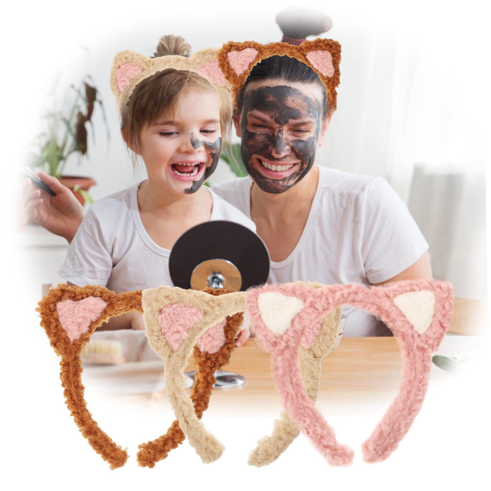 FOMIYES 15 Piezas Venda Lavarse La Cara Diadema Lindas Diademas Coreanas Diadema De Fiesta Cosplay Diademas De Gato Difuso Ducha Flaco Tocado Tela Animal Protección De La Piel Perder