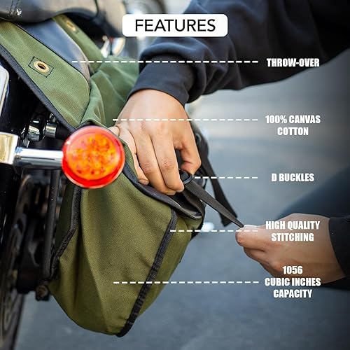 Miniatura 3 de Nomad USA Quick-Easy - Alforjas de lona para motocicleta, ajuste universal, color negro