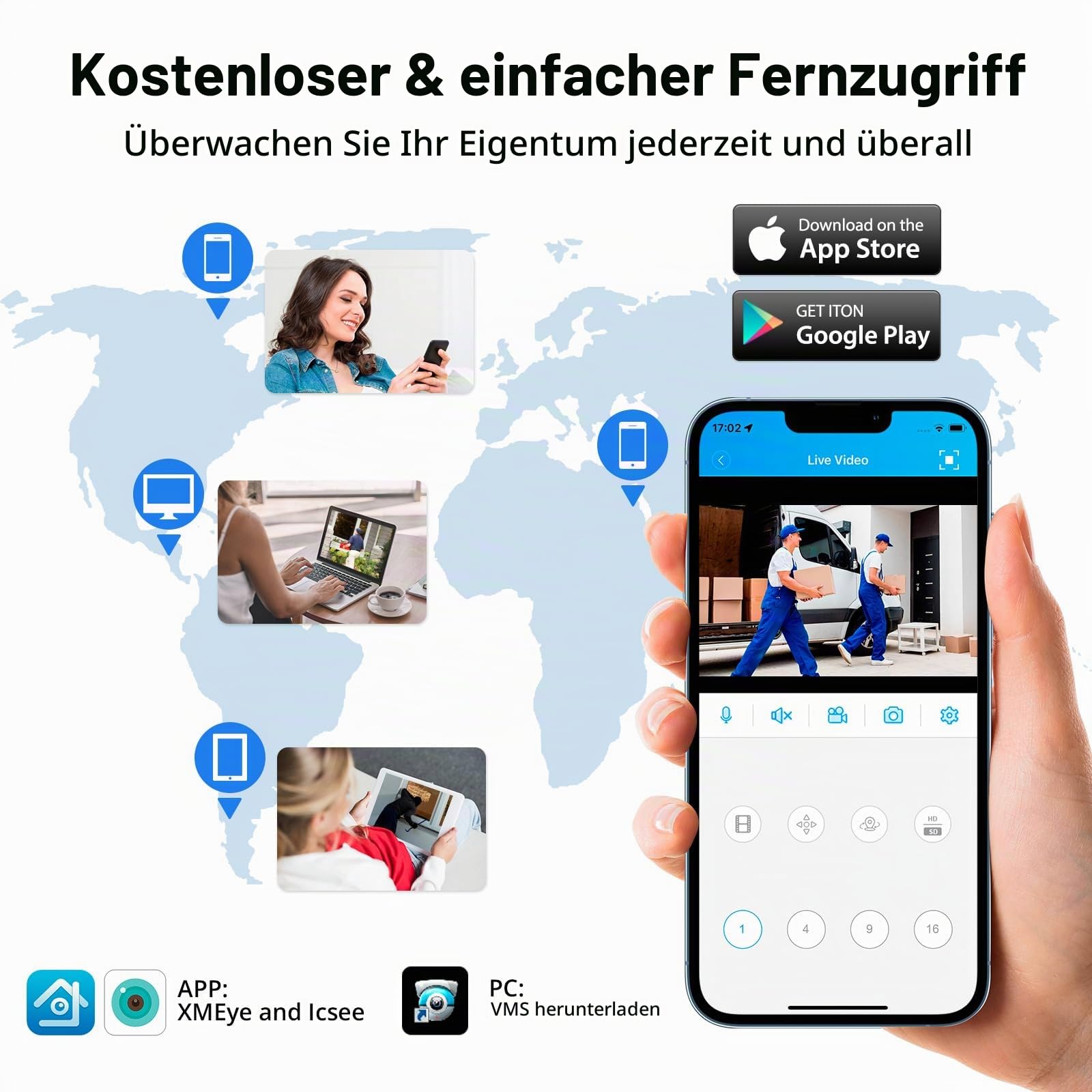 4-Kanal CCTV Überwachungs-DVR mit 500 GB HDD, 4 Ch 5MP H.265+ DVR Video-Recorder für Analog XVI AHD TVI IP-Kameras, DVR für Sicherheitskamera-Überwachungssystem für zu Hause, Mobile APP & PC(P-System)