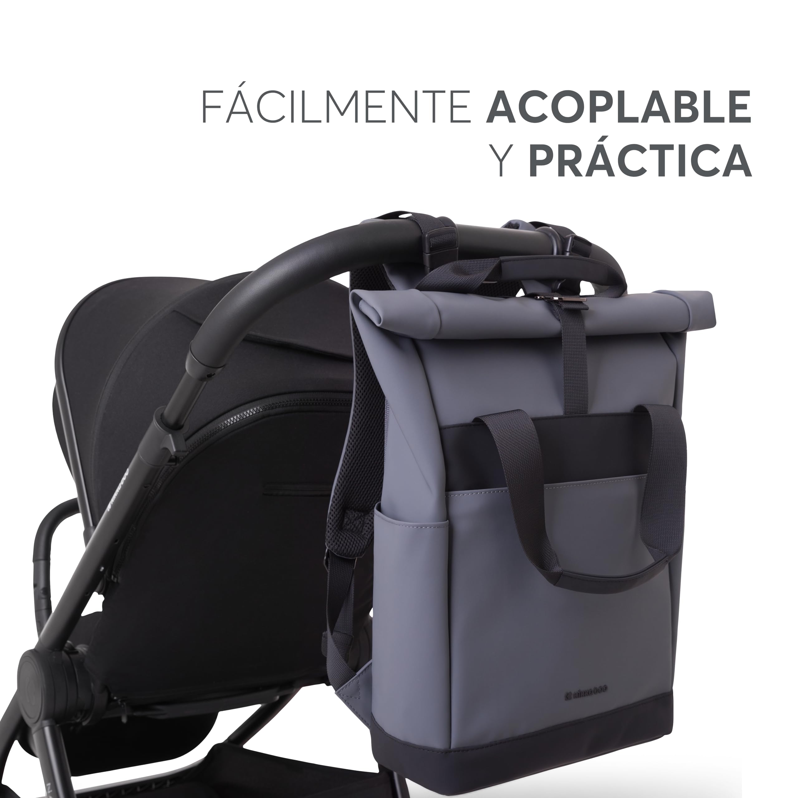 kikka boo Mochila Pañalera CERISE, Bolsa de Mamá, Cintas para Silla de Bebé, Gran Capacidad, Cambiador Portátil, Bolsillo Térmico, Bolsillo Impermeable, Multibolsillo, Negro