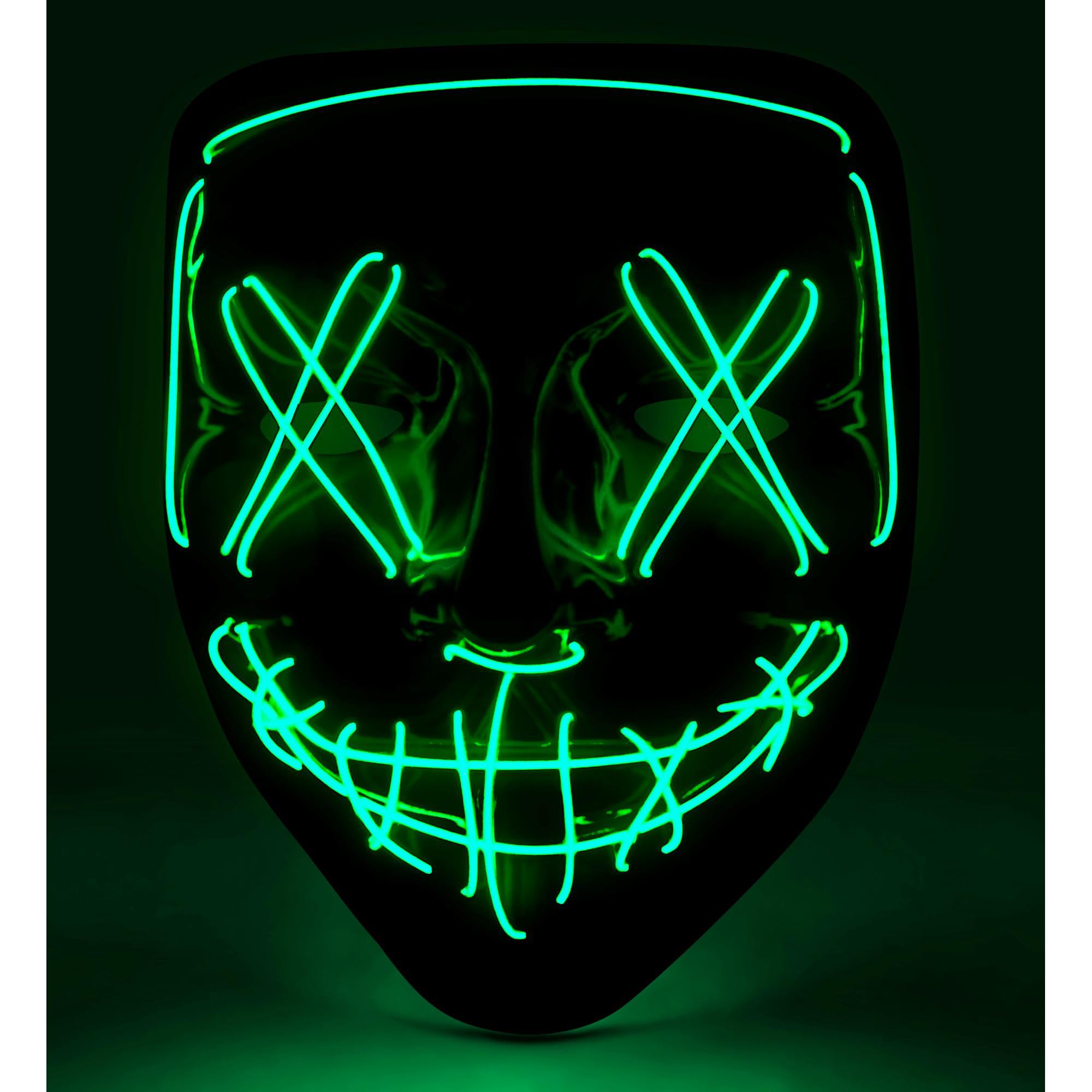 W WIDMANN MILANO Party Fashion - Scary LED Mask, Luminous Face, Psychopath, Demon, Halloween