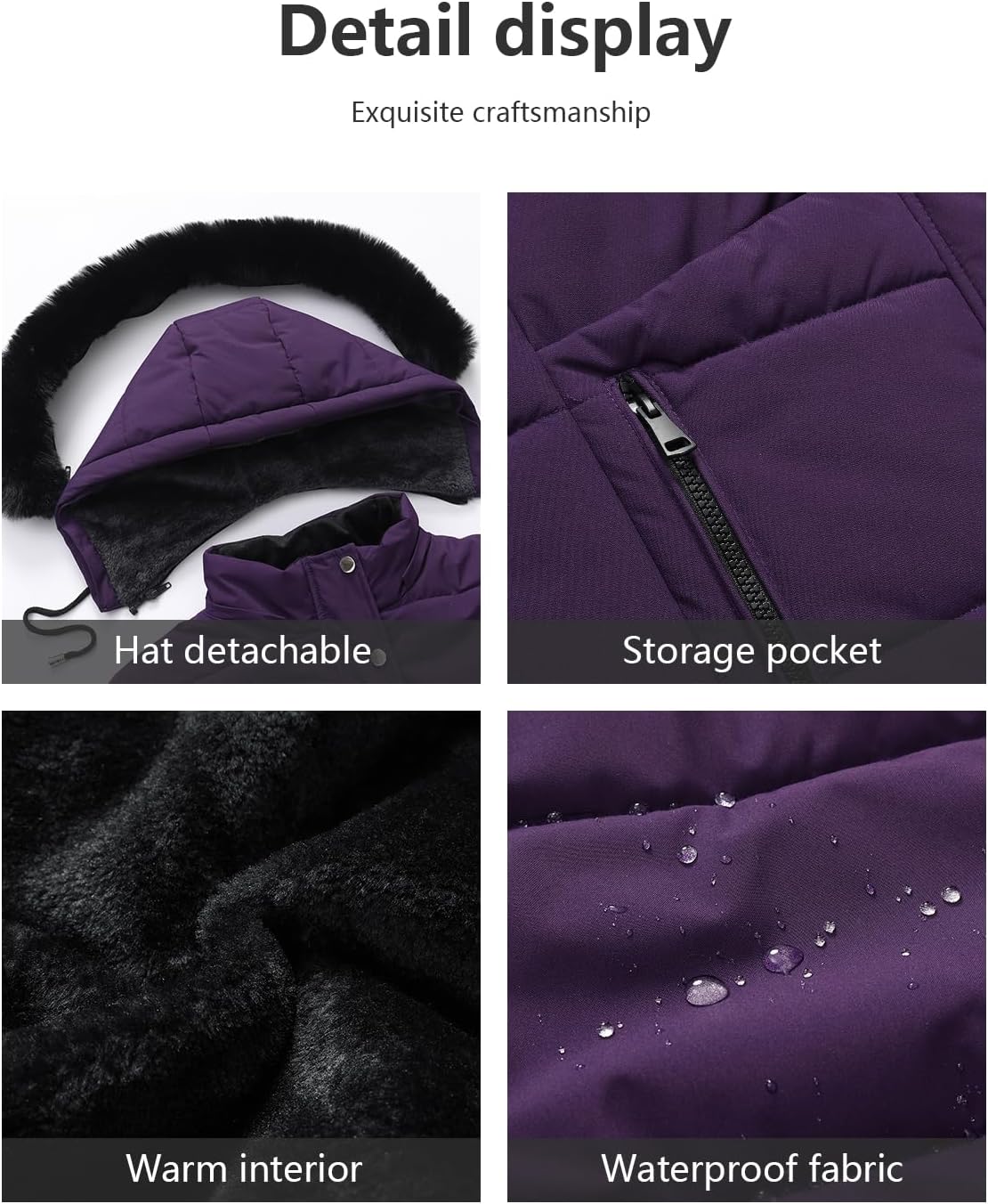 Women's Plus Size Winter Coat Waterproof warm Down Coat Detachable Hooded Parka Jacket - Image 5