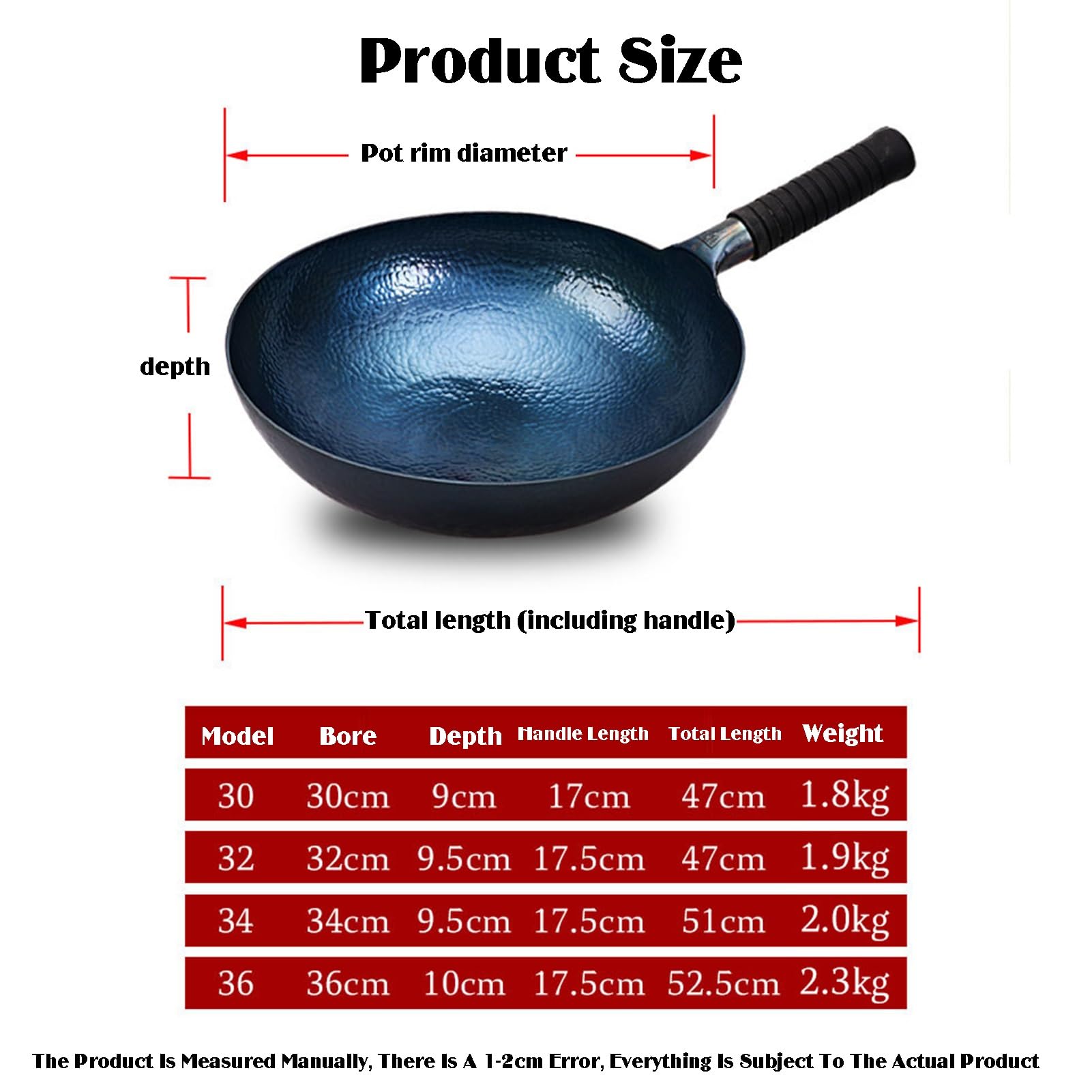 Generico Wok, In Ferro Da 30-40 Cm Con Coperchio In Vetro, Padella Antiaderente A Fondo Piatto, Maniglia Cool Touch, Funziona Su Tutti I Piani Cottura(38cm)