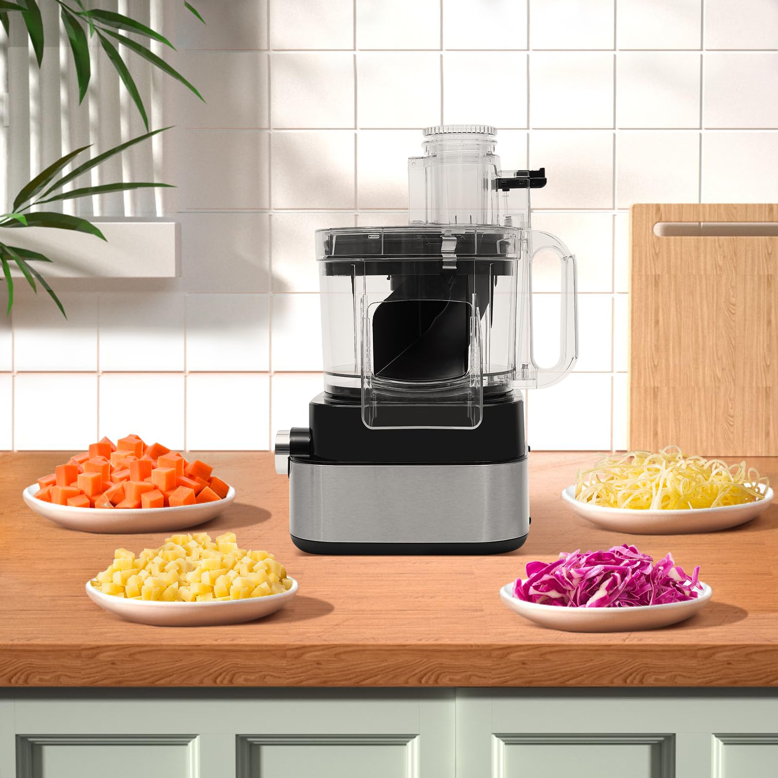 Electric Food Grinders Vegetable Food Processors Blender Grinder 5-In-1 Commercial Food Processor With 5 Stainless Steel Blades for Shredding,Pureeing Vegetables,Meat,Grains 600W