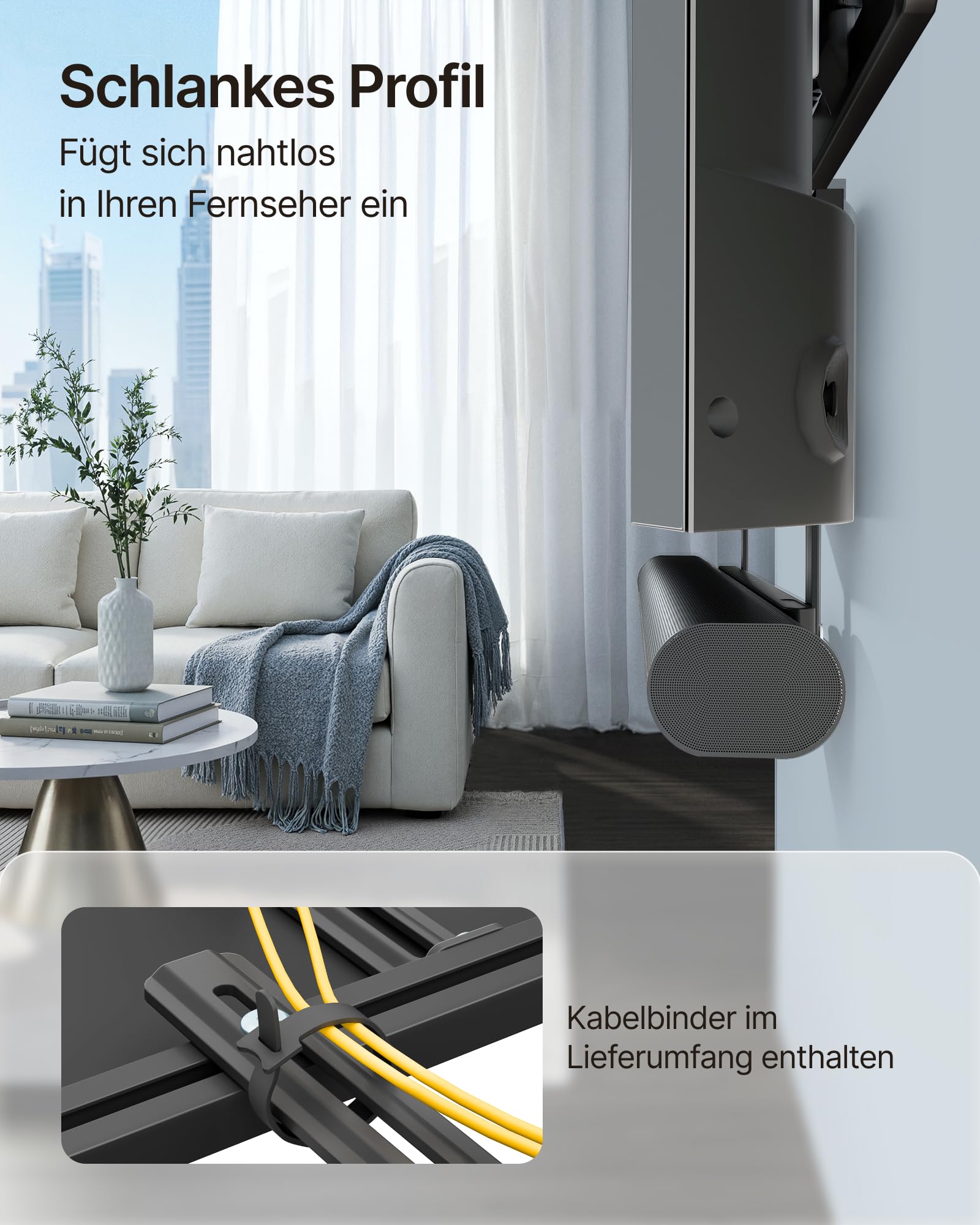 monTEK Soporte Barra Sonido para Instalar bajo tu televisor