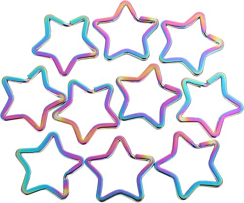VICASKY 10 llaveros artesanales únicos con forma de automóvil, mosquetones de fijación para oficina, estrella, anillo de organización, llavero para