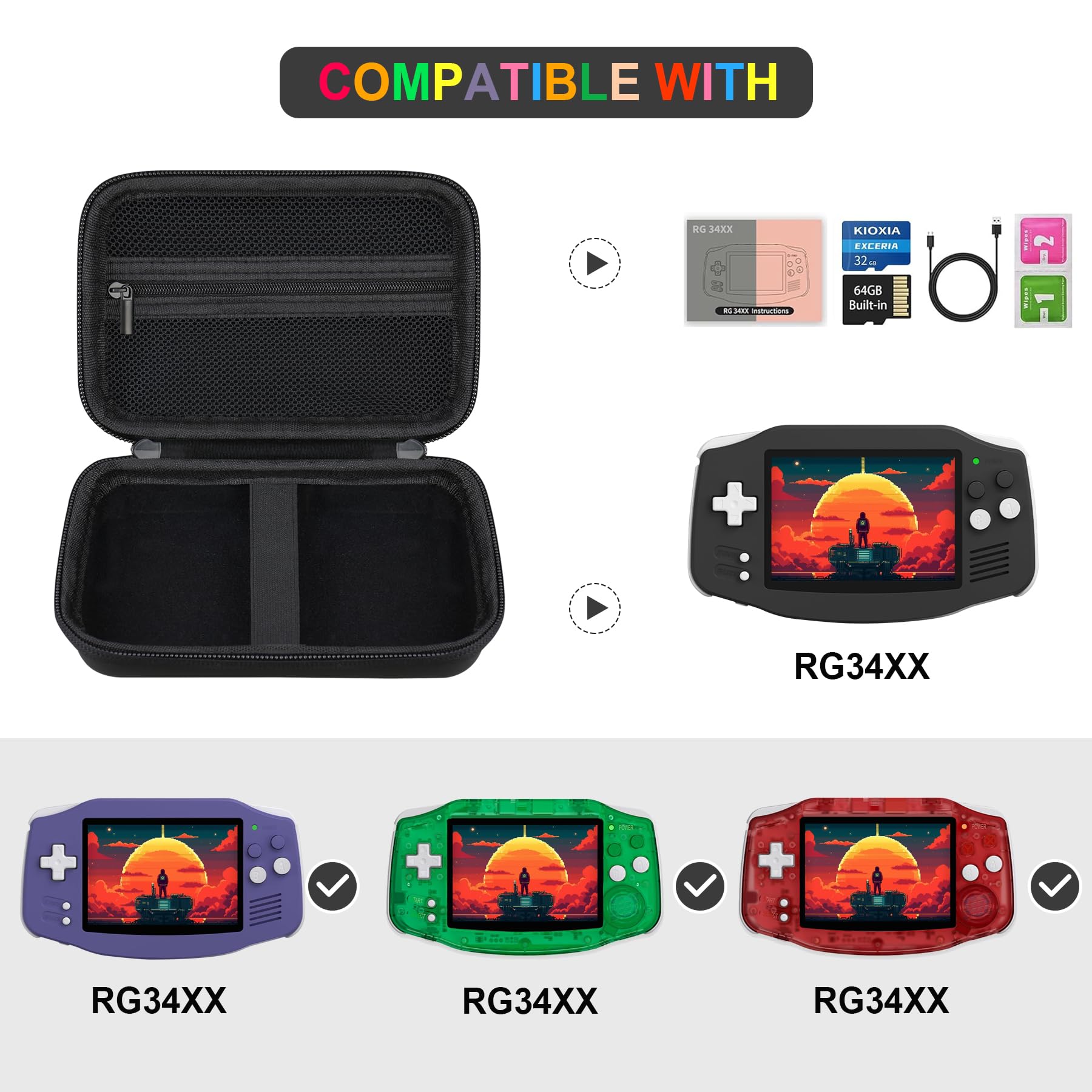 Snapklik.com : Supmay Hard Carrying Case For RG34XX Retro Handheld Game ...