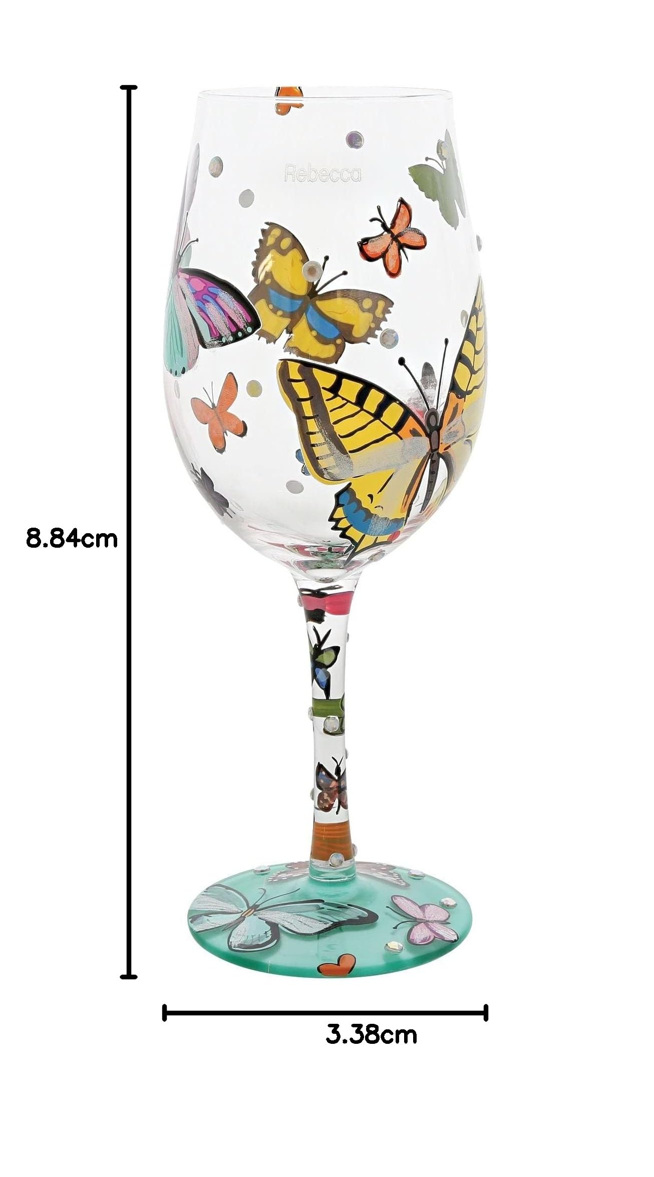 Butterfly Wishes kieliszek do wina, wielokolorowy, 8,5 x 8,5 x 22,5 cm