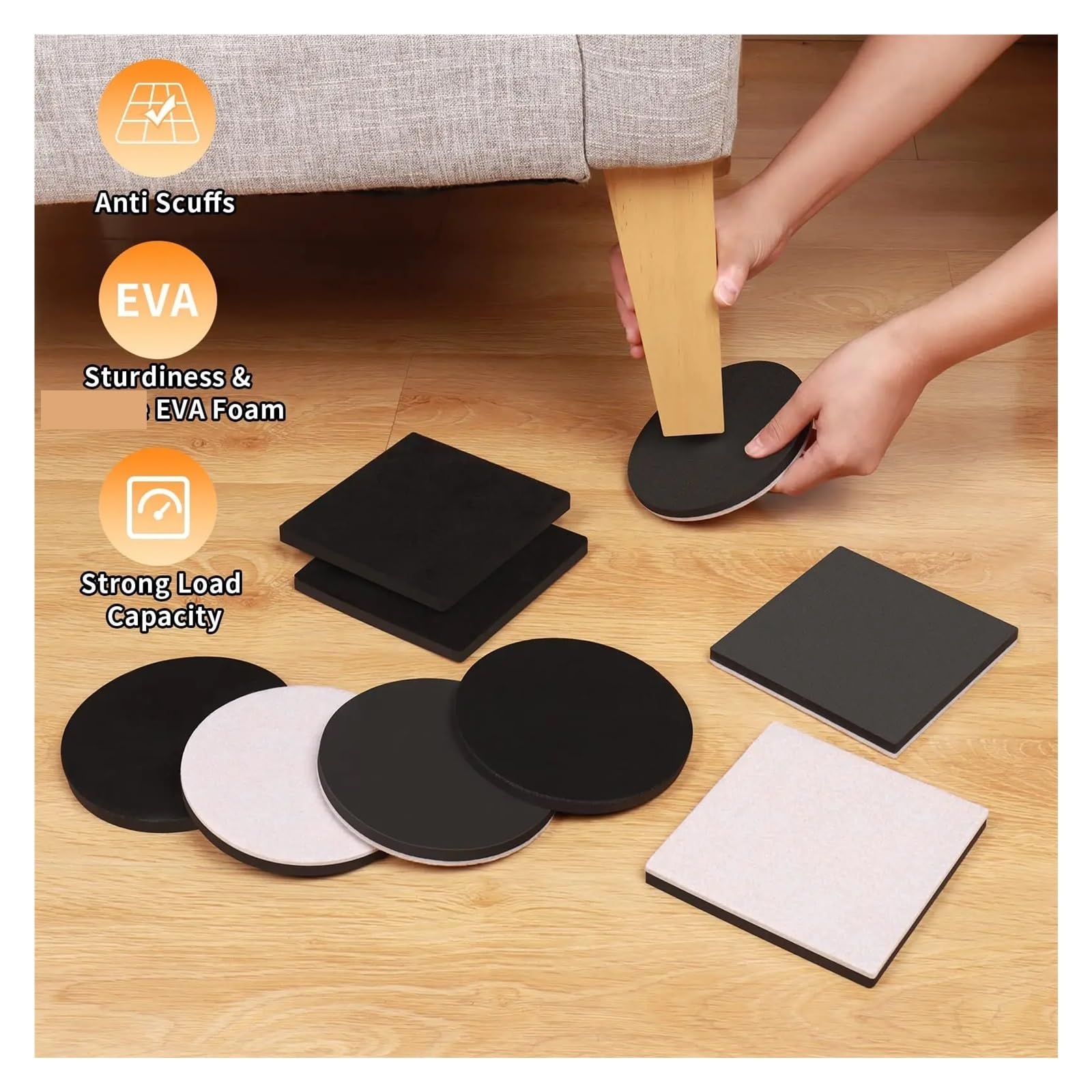 Almohadillas para Muebles 8 Deslizadores de Fieltro for Muebles 5.0 in for Suelos Madera, Almohadillas móviles Reutilizables para Suelos de Madera, protección de Muebles