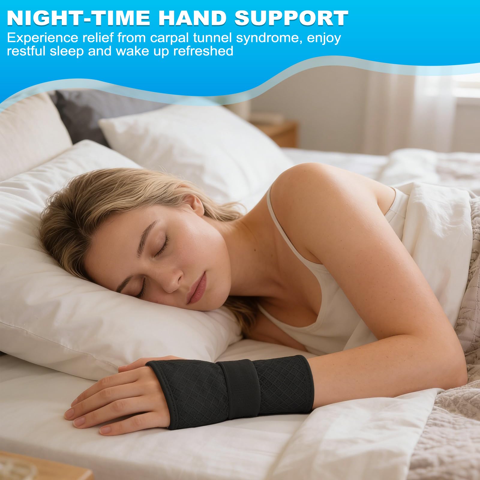 Handgelenkschiene, 2 Pack Handgelenkstützen, Handgelenk Bandagen Fitness, Handgelenkbandage Karpaltunnel, Verstellbare Handgelenkstütze mit Metall Geeignet für Linke und Rechte Hände(Schwarz)