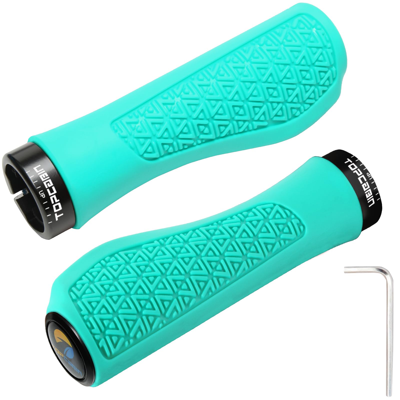 TOPCABIN Bicycles Handlebar Grips, Aluminum Lock-on Ergonomic Bike Grips, Cushion Vibrations Comfort Bike Handlebar Grips, Mountain MTB BMX Bicycles