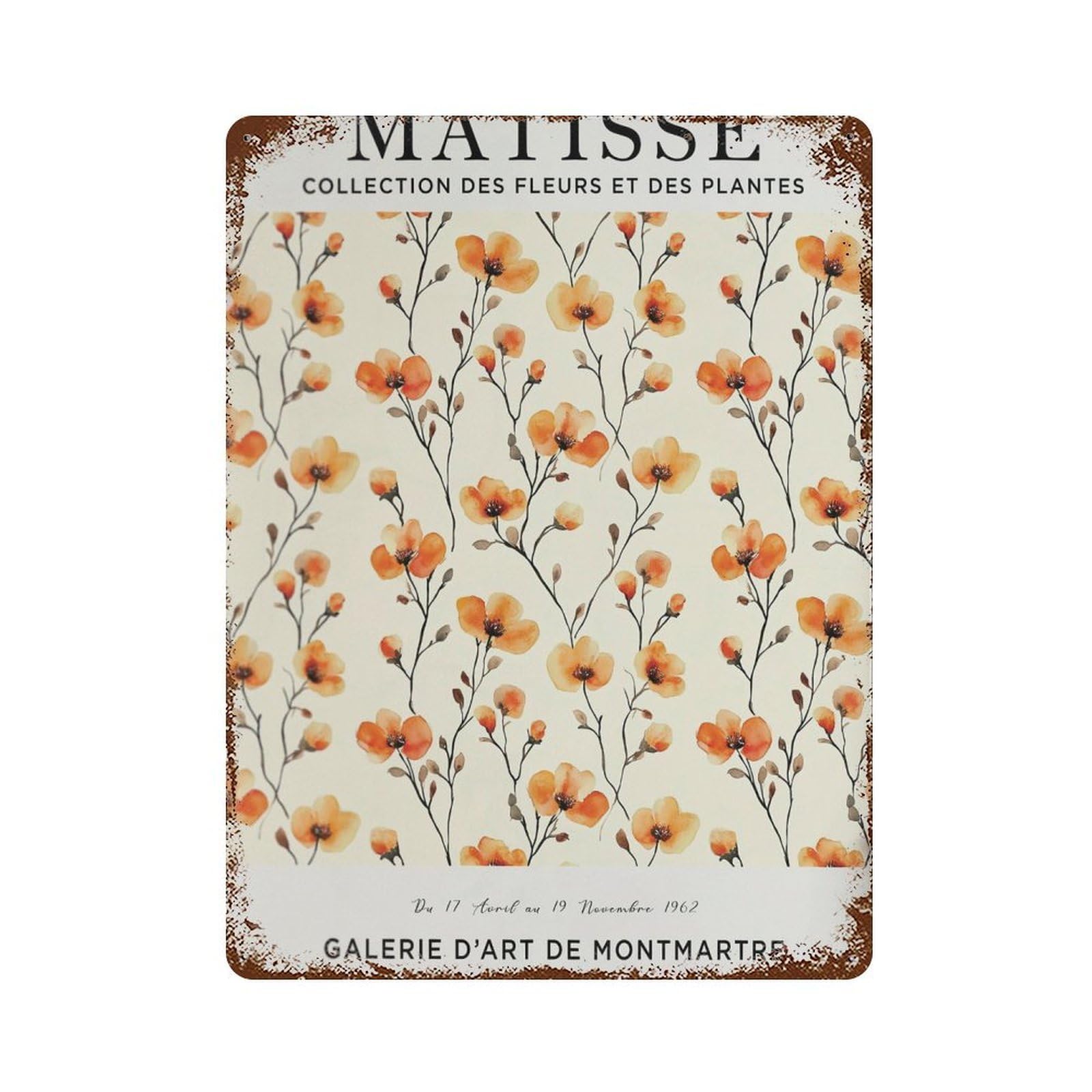 xiaoxiaoshen Henri Matisse Orange Flower. Flower Market Plant. Botanical Wall Decor Art Metal Tin Poster Modern Home Decor Art Home Bar Shop Decorations Vintage Sign 40x30cm