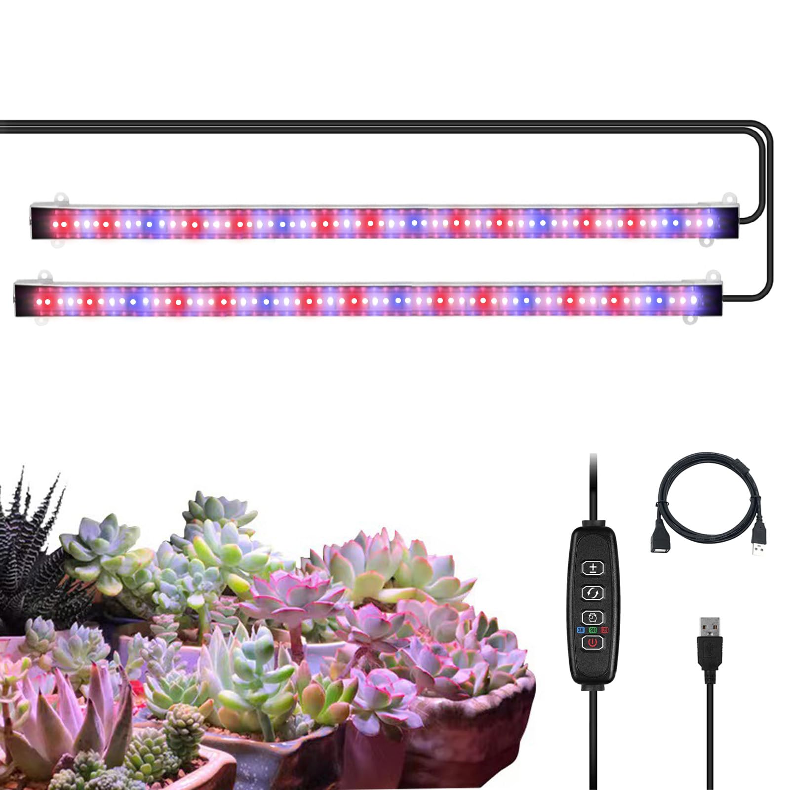 YAPJOY Grow Lights for Indoor Plants, Full Spectrum Led Plant Lights with 10 Dimmable Levels, Auto On Off Timer 3/9/12H, 120 LEDs Sunlike Growth Strips for Hydroponics Succulent