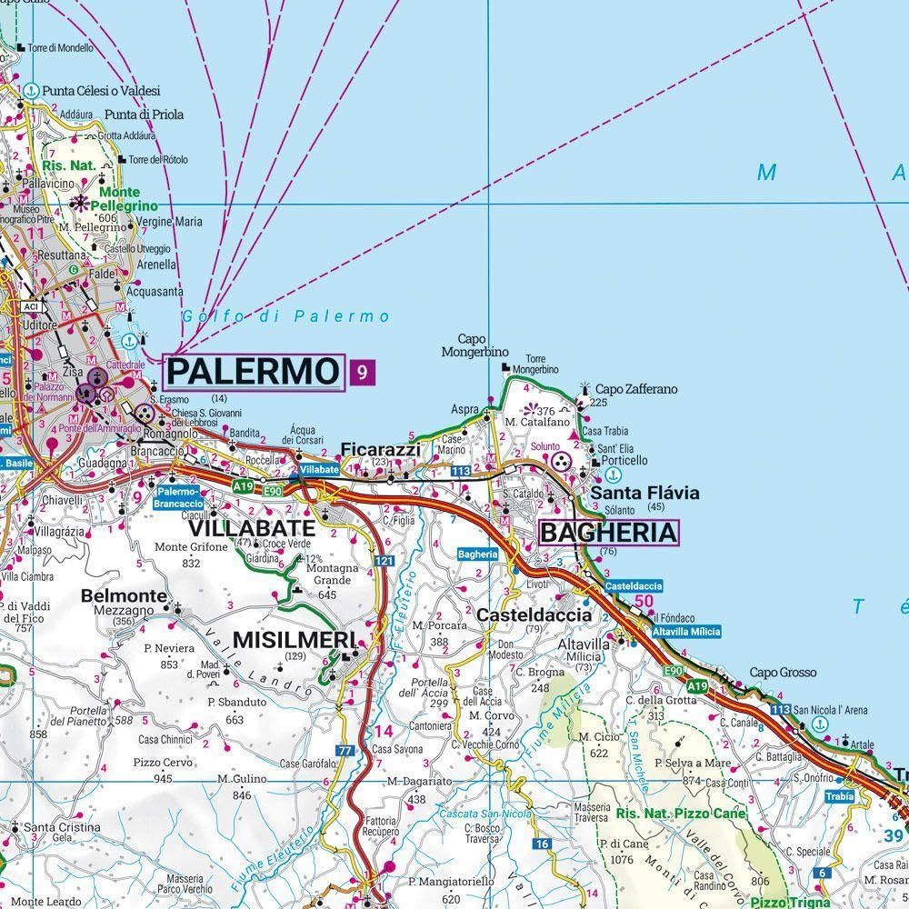 Sicile palerme catane messine: Straßen- und Freizeitkarte Palermo - Catania - Messina, mit Infoguide, Top Tips: AK 0618