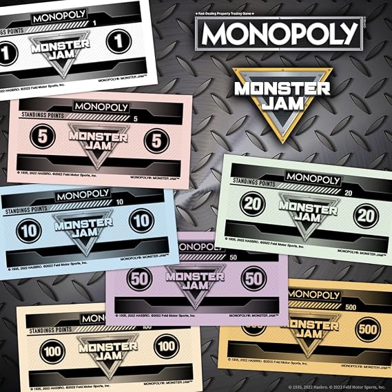 USAOPOLY Monopoly: Monster Jam | Buy, Sell, Trade Iconic Trucks Including Grave Digger, Max-D, El Toro Loco, Dragons Breath Classic Monopoly Game Officially-Licensed Merchandise