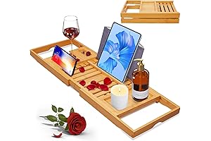 Artmalle Luxury Bathtub Caddy Tray for Tub — Foldable Bamboo Bath Table...