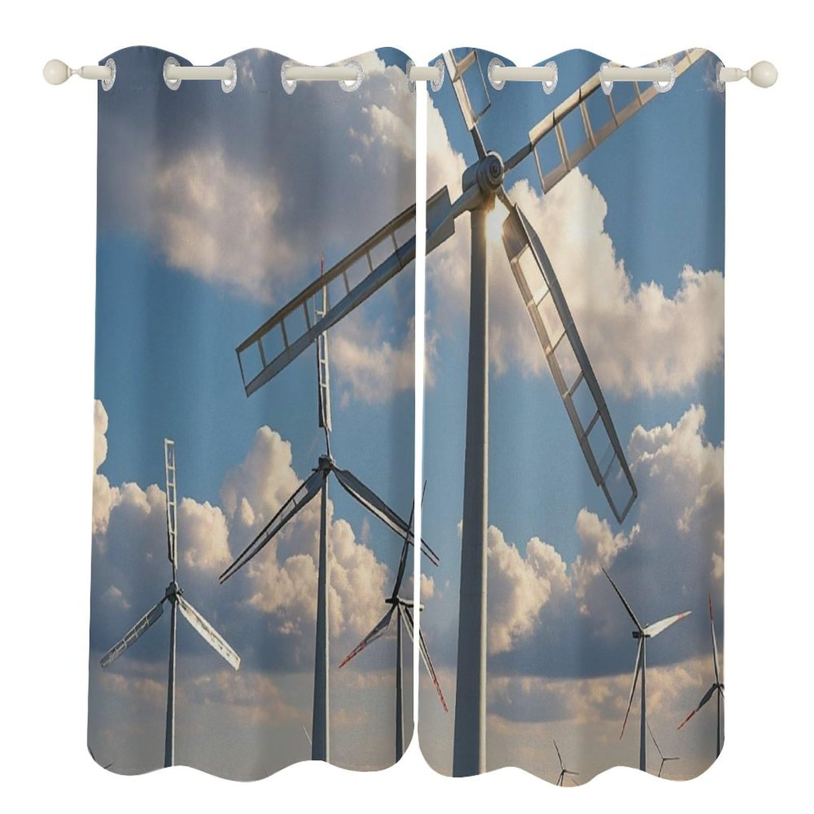 Rideaux occultants haut de gamme isolants thermiques à motif moulin à vent