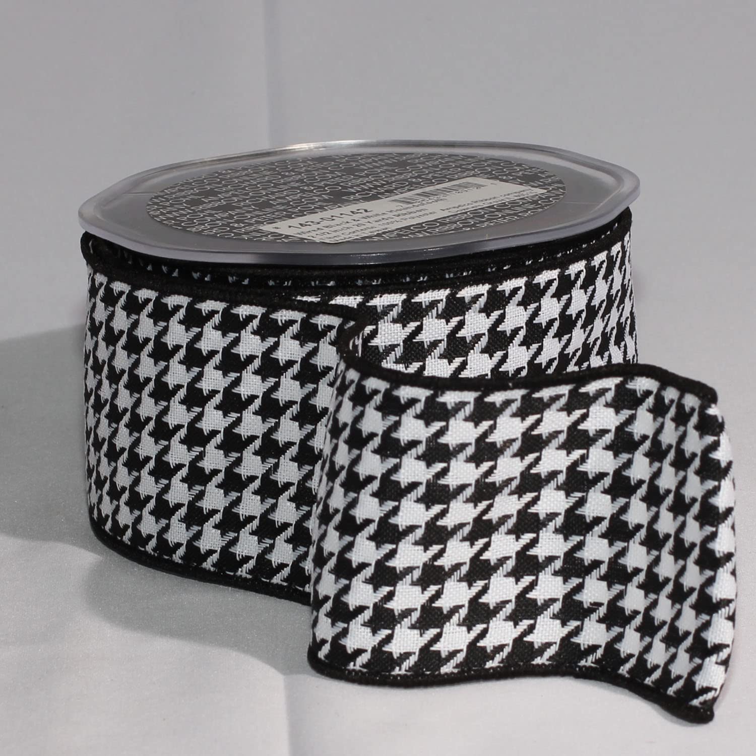 Amazon.com: Black and White Houndstooth Wired Craft Ribbon 2.5