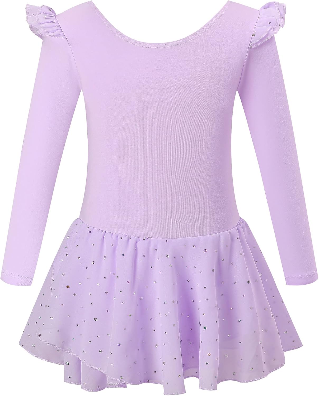 danswan Toddler Girls Long Sleeve Ballet Leotards Dance Dresses Tutu Outfit Ballerina with Glitter Skirt - Image 8
