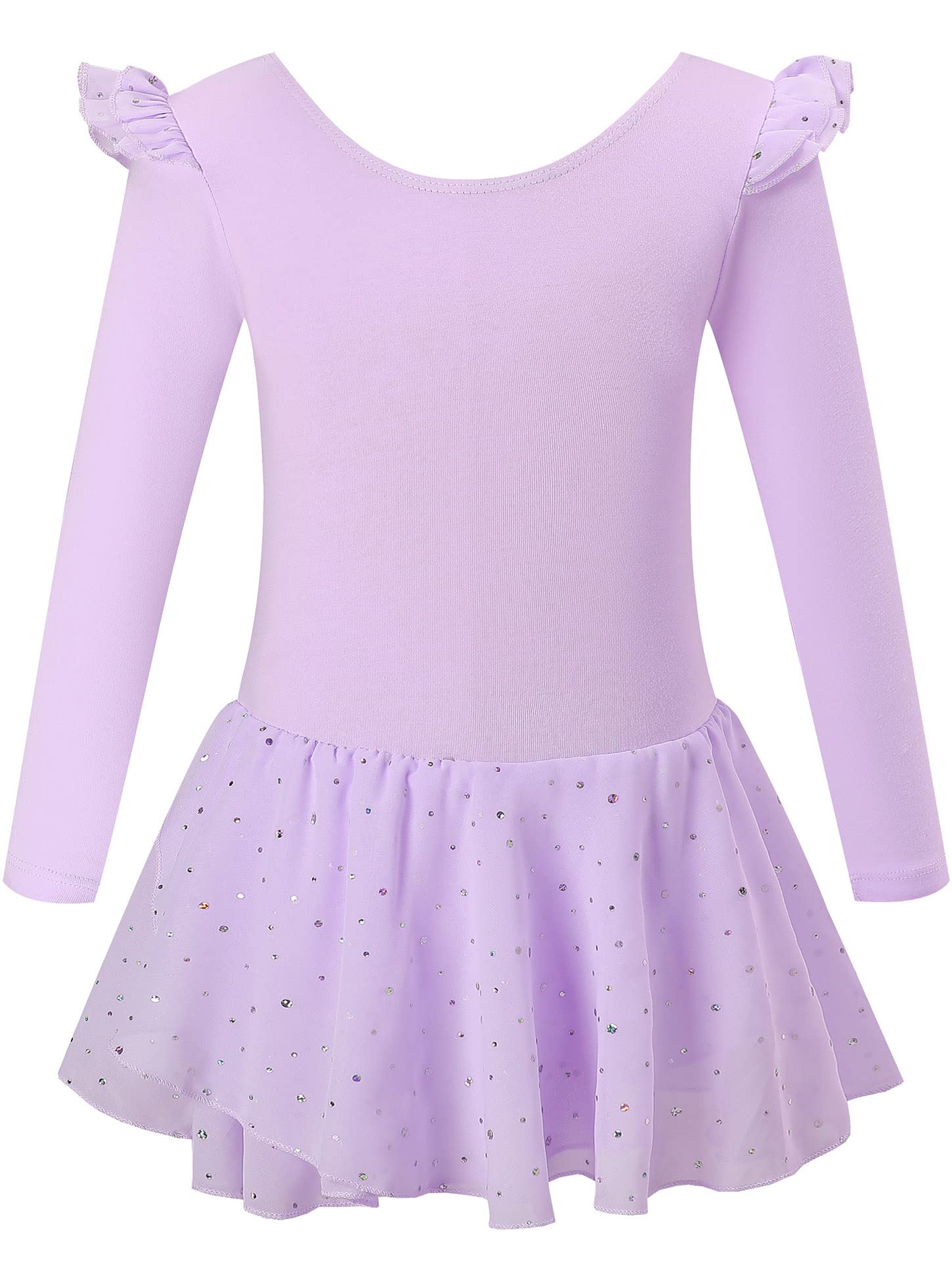 danswan Leotardos de ballet de manga larga para niñas pequeñas, vestido de baile con tutú y falda con purpurina