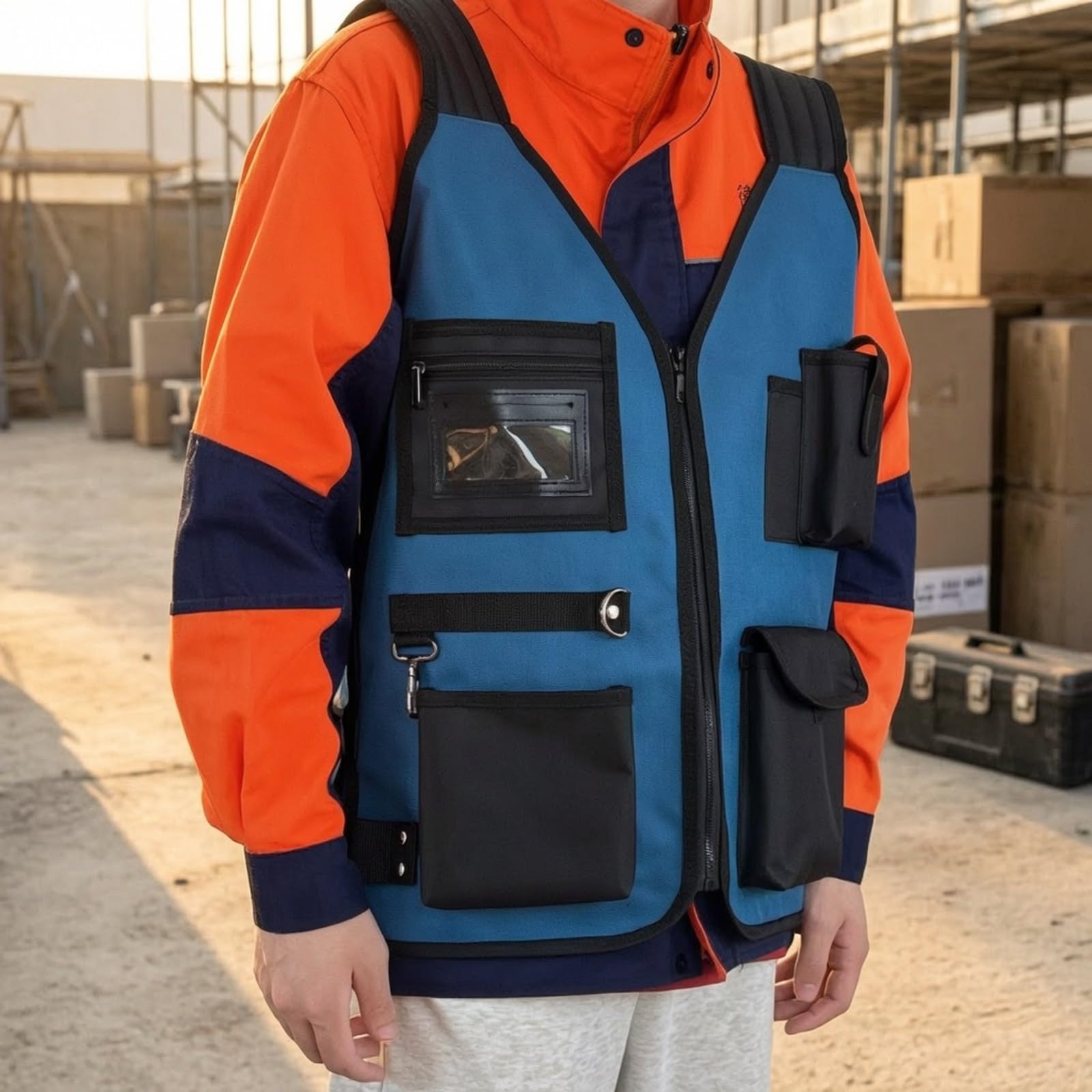 Milageto Gilet Attrezzi | Cinghie Regolabili, Gilet Multitasche, per Cantiere