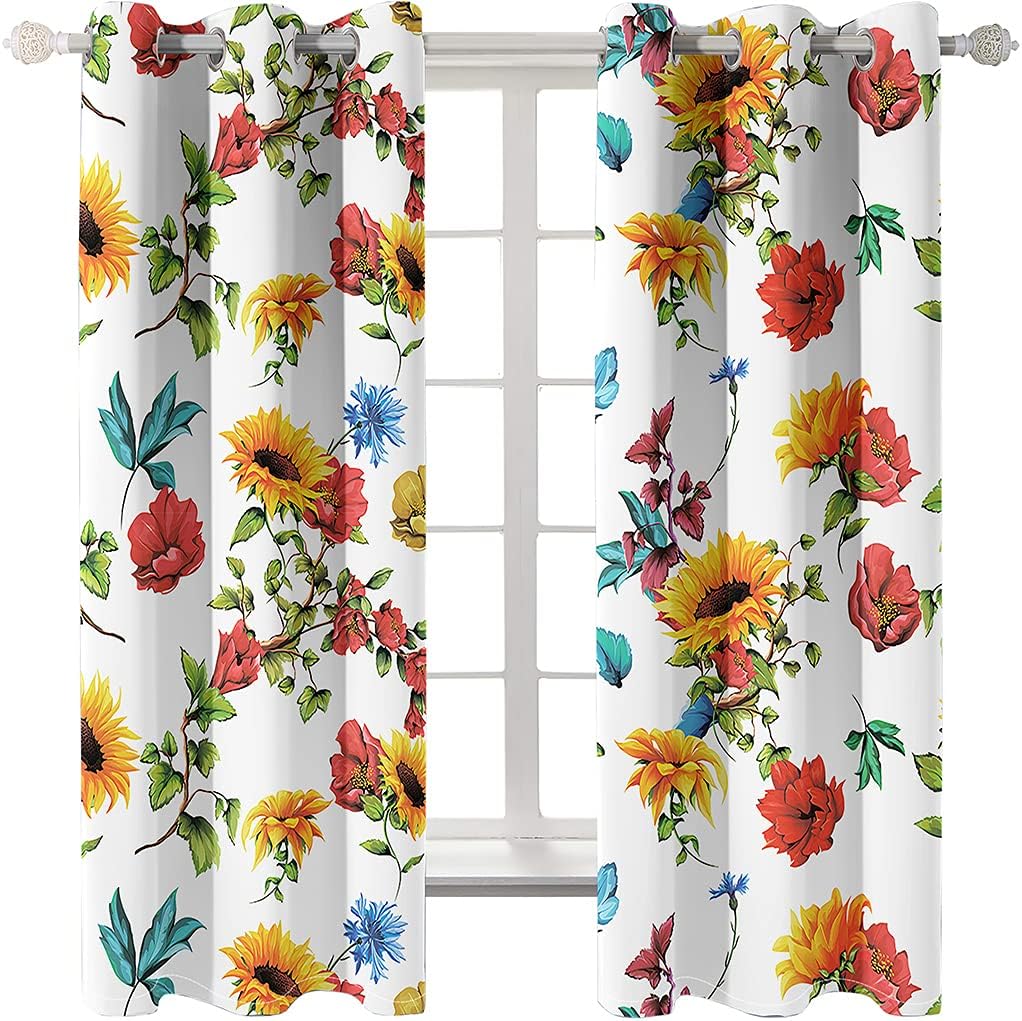 YELDAN Flower Blackout Curtains, Colorful Curtains for