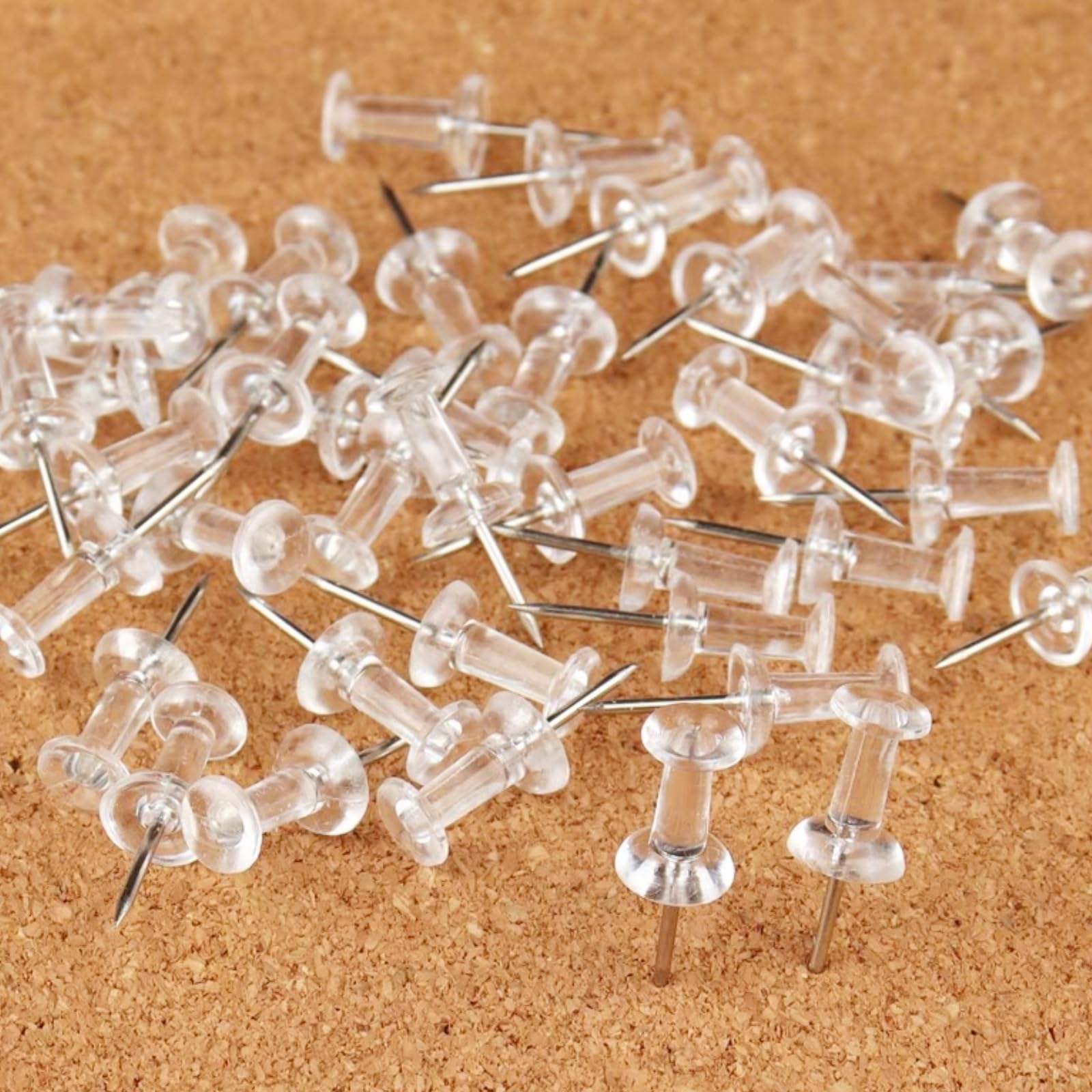 Lifetop Push Pins Tacks, Clear Plastic Head, Assorted ColorsSteel Point, Clear