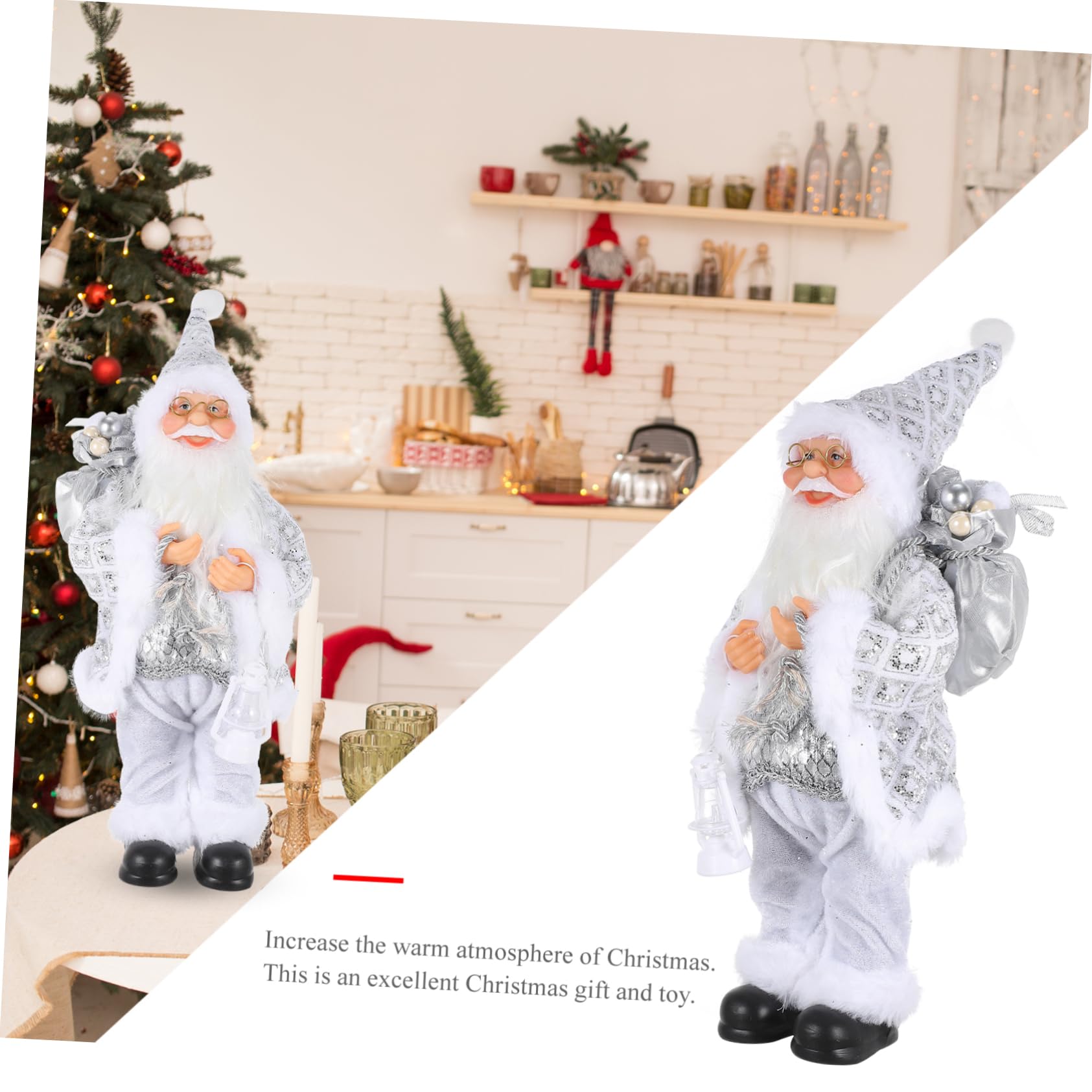Cabilock 1pezzi Decorazione Natale di Babbo Natale Bambola di Babbo per Cartoni Animati Ornamento da Tavolo per Feste