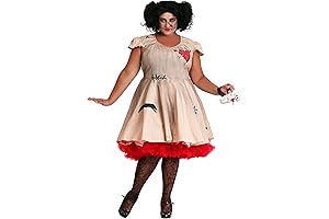 Plus Size Voodoo Priestess Costume with Tall Stuffed Voodoo Doll