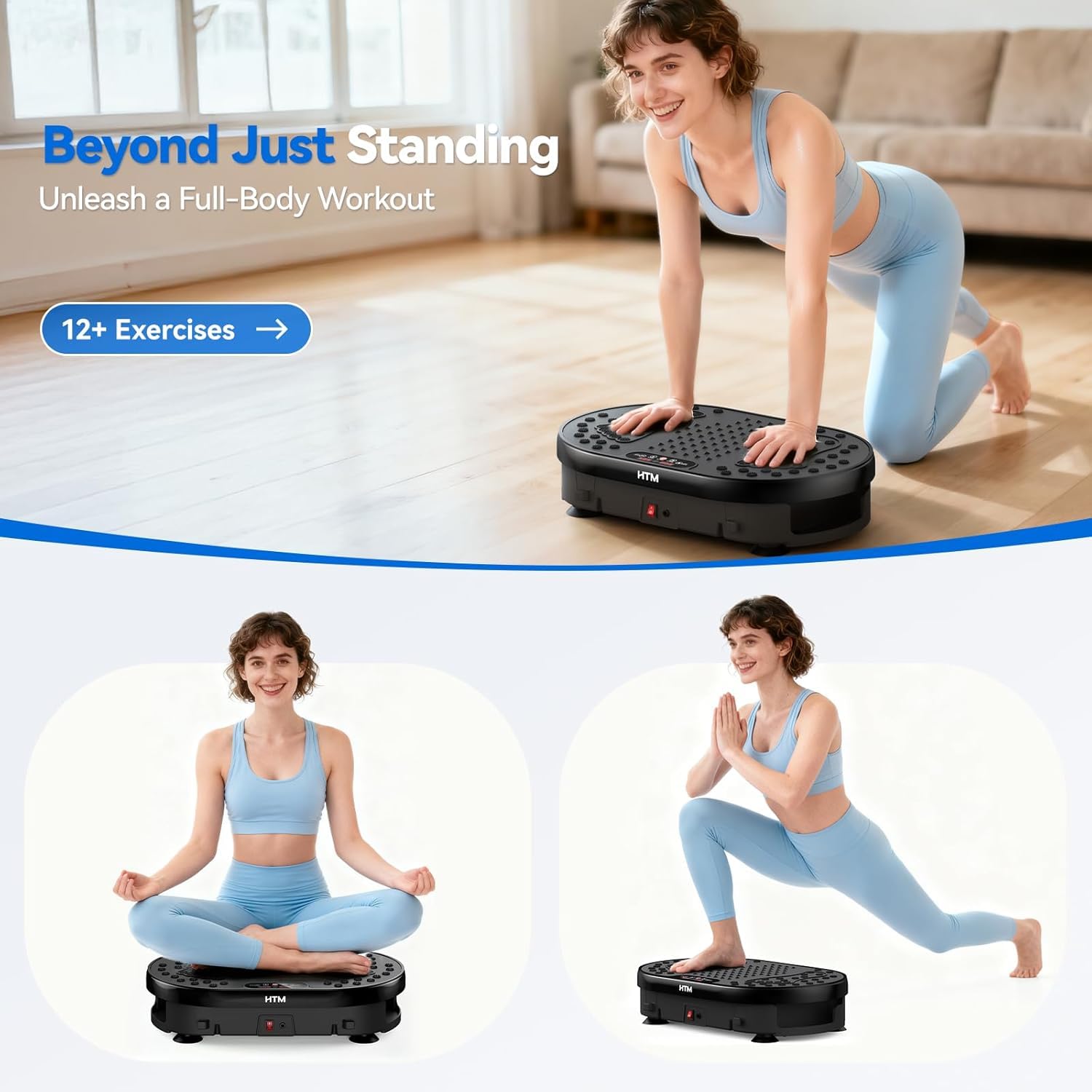 HTM Plateforme Vibrante Oscillante Fitness 120 Niveaux de Vitesse 9 Modes Programme Minuteur 15 Min Charge Max 136 kg