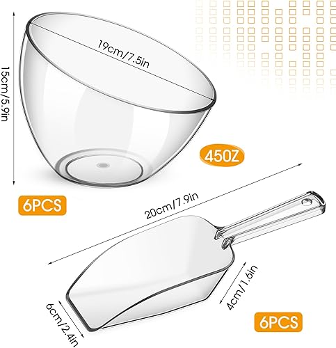 Miniatura 10 de Hoolerry Kit de cuencos para servir, 24 piezas de plástico acrílico (25 onzas), transparente, moldeo por inyección, reuniones sociales y