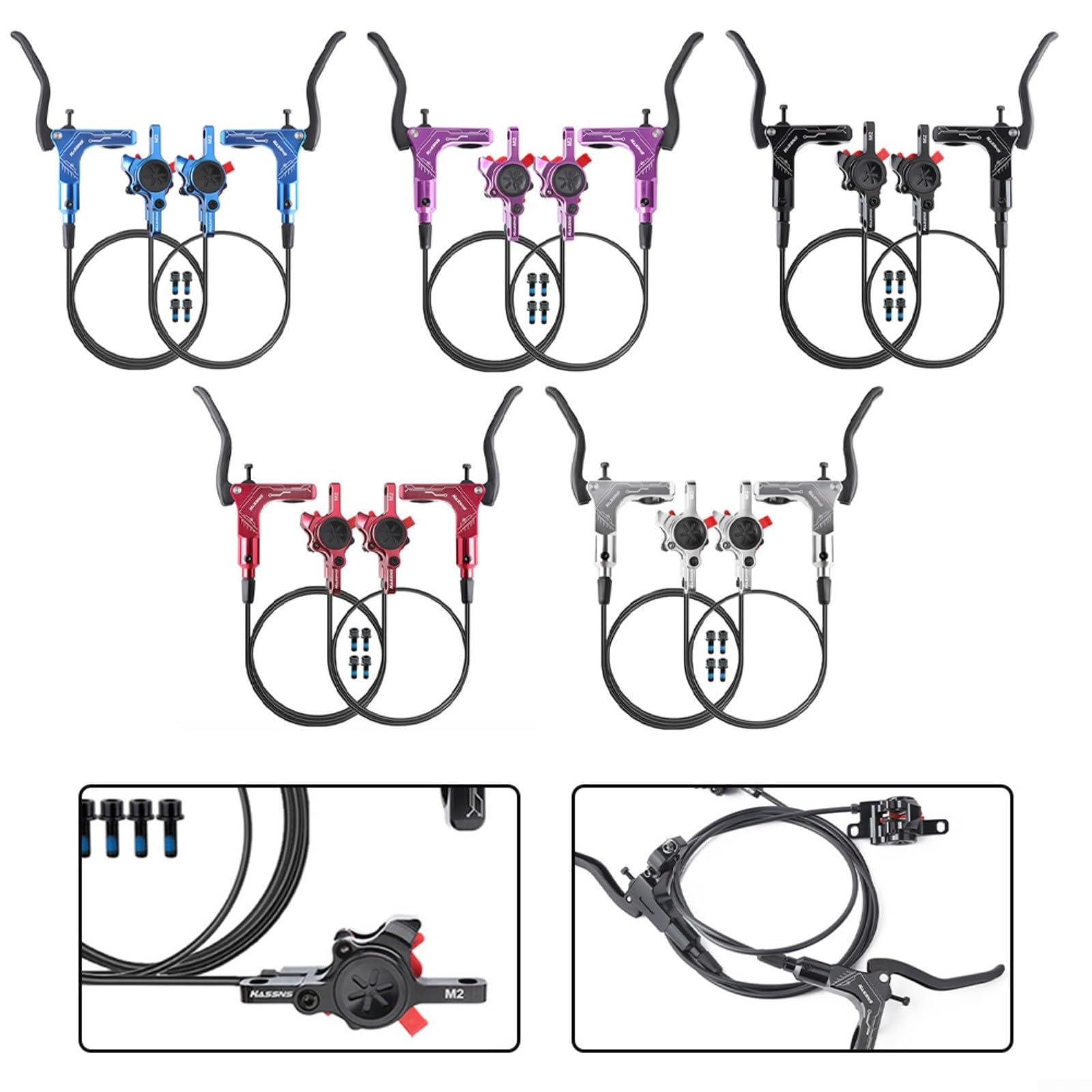 Freno de disco hidráulico para bicicleta, doble pistón, aleación de aluminio, 160 mm, para 180 mm, 203 mm, MTB, sistema de freno, izquierdo, derecho, negro, plateado, azul, morado, juego de 2 unidades