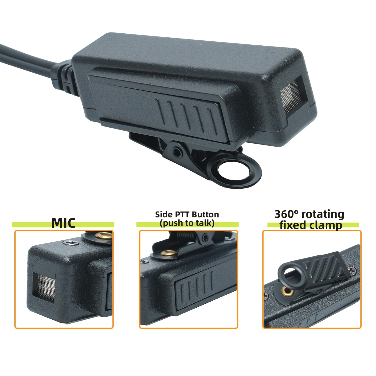 Auriculares de tubo acústico con micrófono PTT compatibles con Yaesu VX-6R VX-7R FT-270R, Standard Horizon HX210 HX370s HX380 HX400 HX870 HX890 EVX-S24 Walkie Talkie de 2 vías