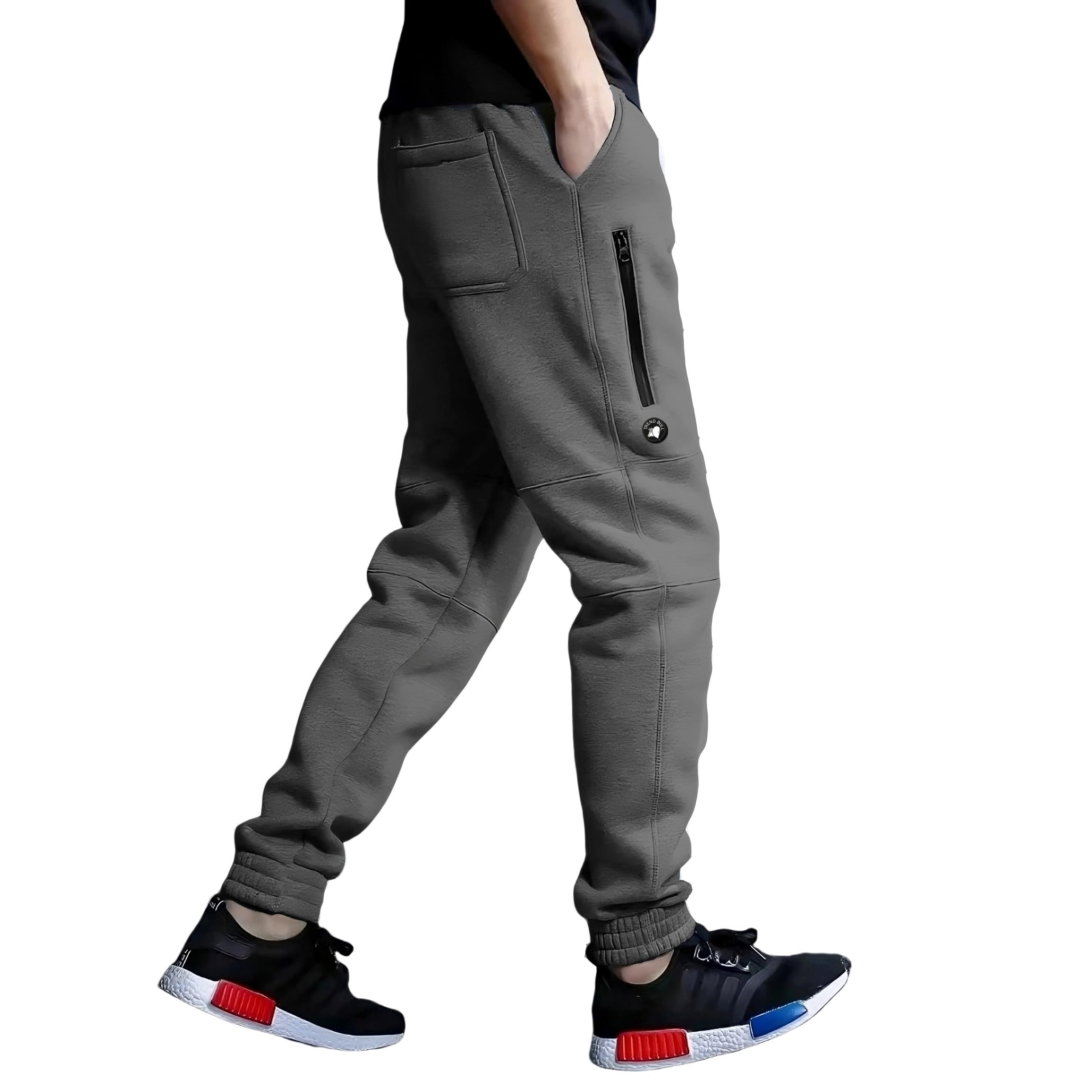 Men’s Cotton Joggers | Soft Track Pants with Stylish Zip & Back Pockets | Comfortable Casual & Gym Lowers for Running & Sports-picture-36