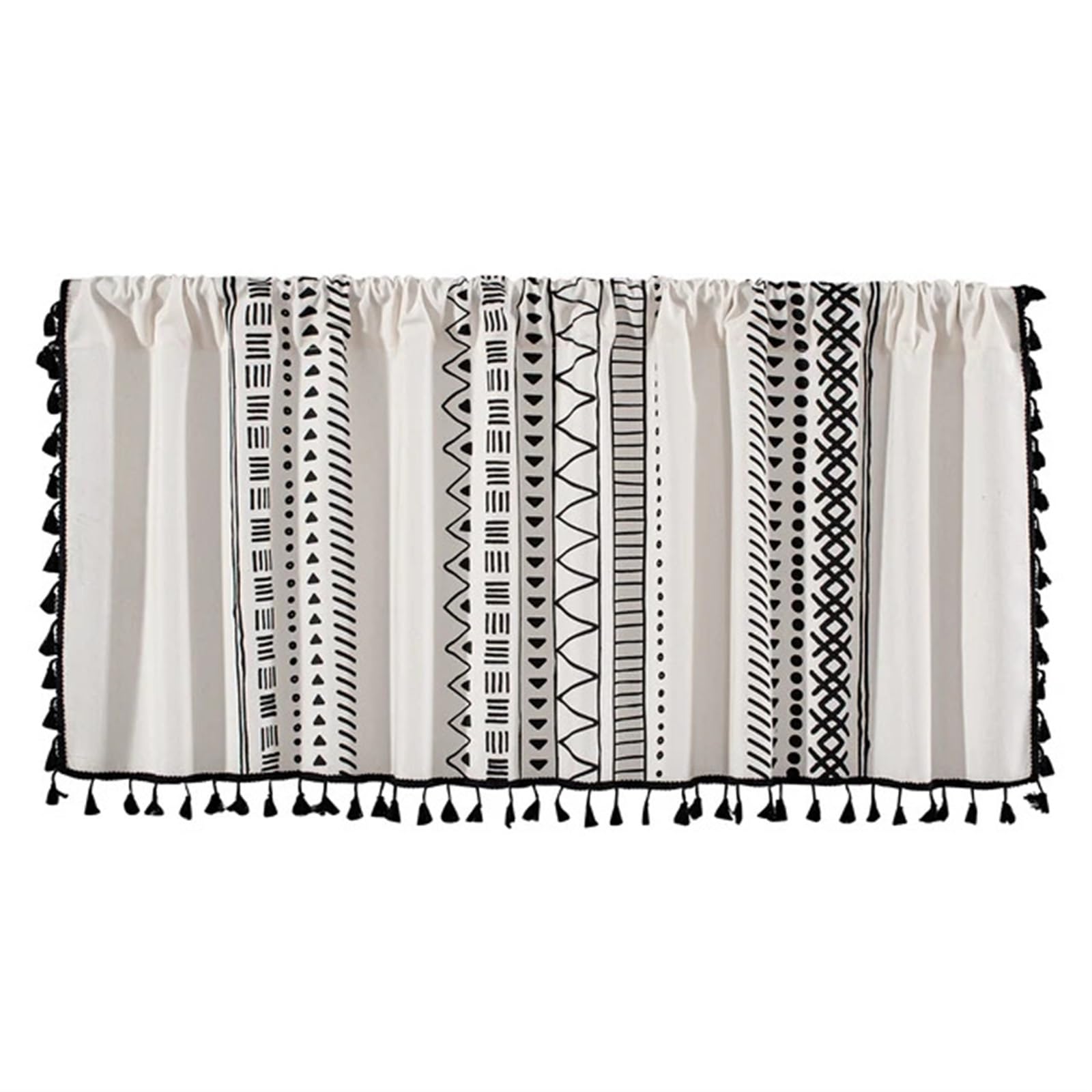 YGSGJSP Cabinet Curtains Vintage Voile Window Curtain Tassel Valance Short Sheer Rod Pocket Drapes for Kitchen Living Room Bedroom for Kitchen(Beige,150x45cm)