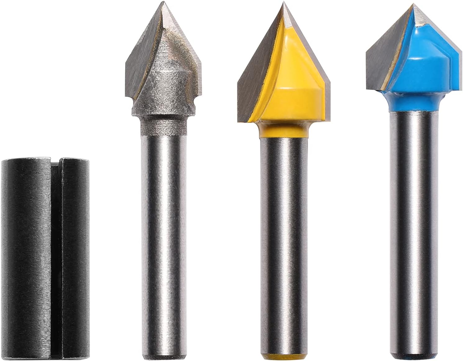 12 Pieces CNC Router V Bits, 1/8" Shank 3 Edge Pyramid Engraving Bits