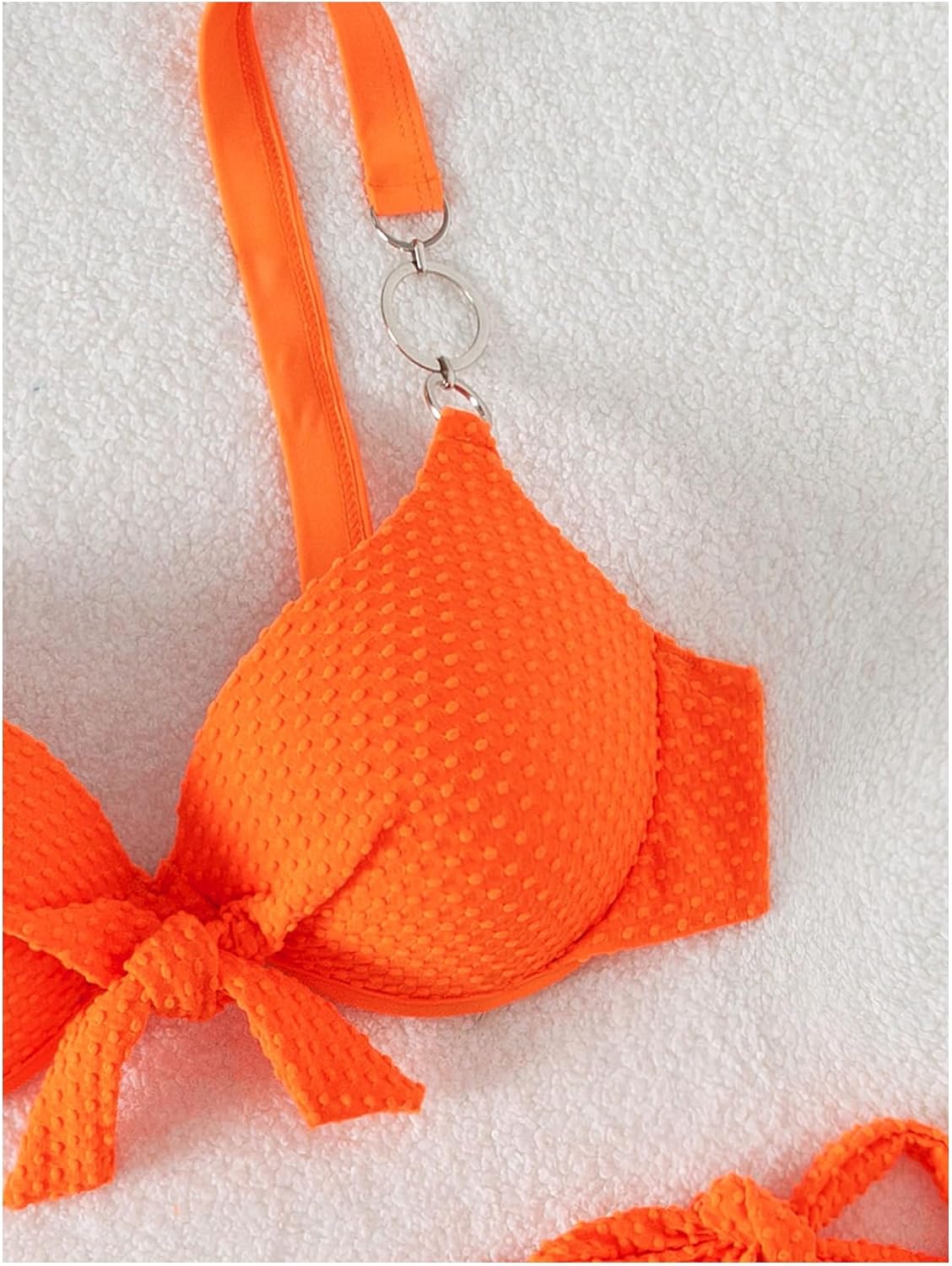 Milumia Women's 2 Piece Knot Front Push Up Bikini Set Spaghetti Strap Ring Linked Swimsuit - Image 3