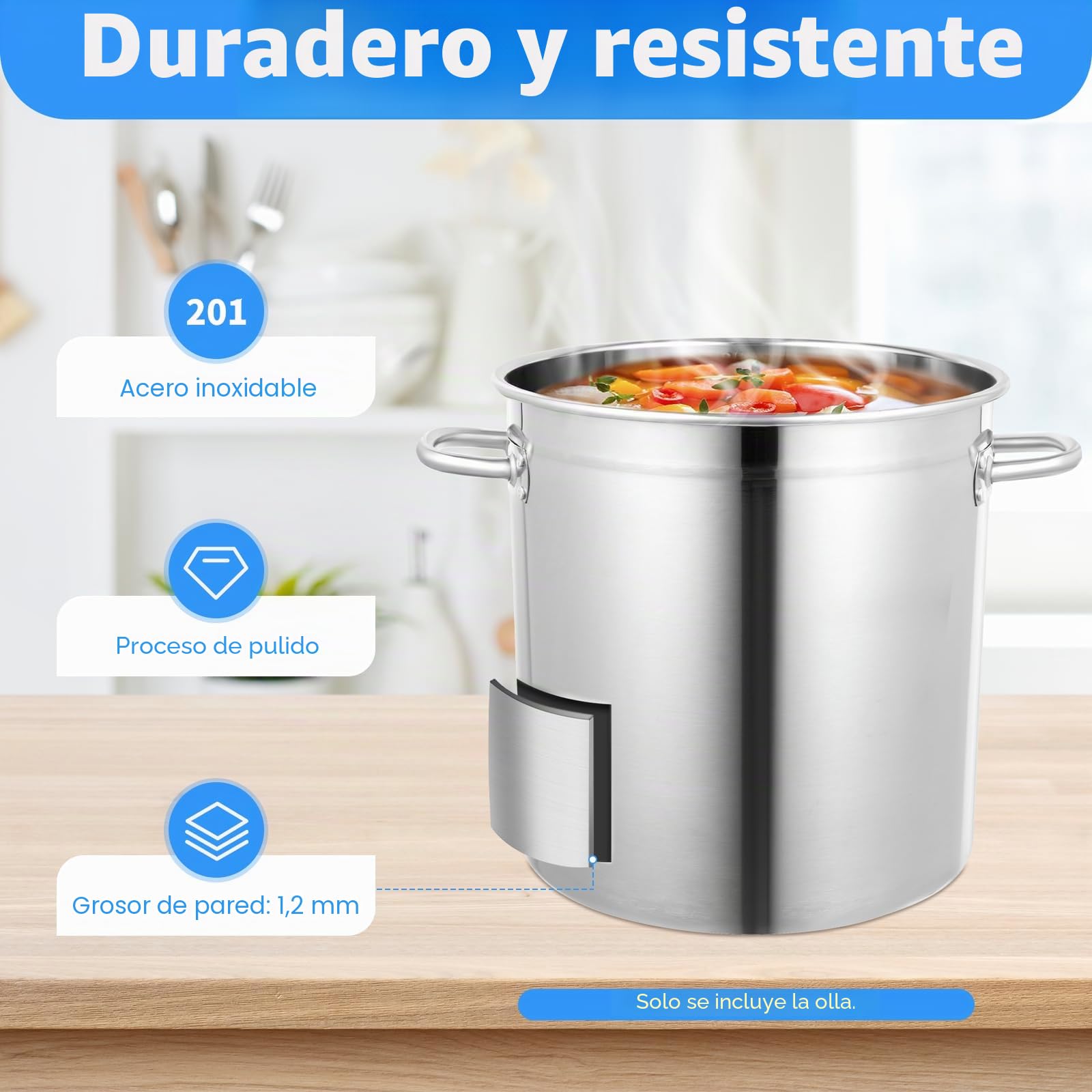 Olla profesional jumbo – Olla de alta calidad con tapa, 35 litros de acero inoxidable, olla grande de inducción, para todo tipo de cocinas, olla de pasta de alta calidad para cocinar grandes