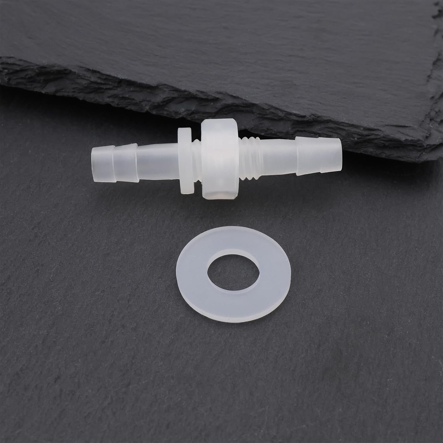 4 Set 6-M8-6 6mm Dual Ended Plastic Hose Barb Bulkhead Fitting with Gasket for Inner Diameter 6mm Hose Hex Barbed Union Splicer Adapter for Water Fuel Air Applications