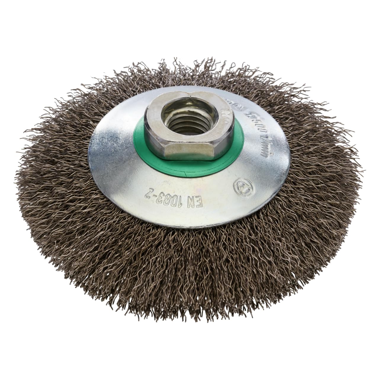 RHODIUS EKBW | 1x Stück Ø 100 mm Kegelbürste Edelstahl | gewellter Draht 0,3 mm, M14, Drahtbürste Winkelschleifer, Reinigungsbürste, Stahlbürste