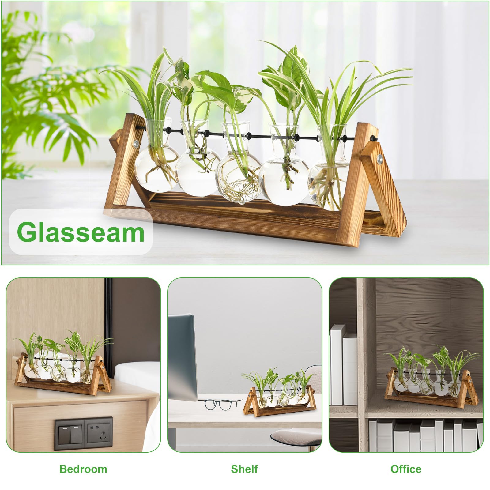 Vaas Eenvoudige houten basisvaas hydrocultuur bloemstuk droge bloemenvaas vintage glazen vaas decoratie woonkamer tafel theetafel decoratie Huisdecoratie (Size : D