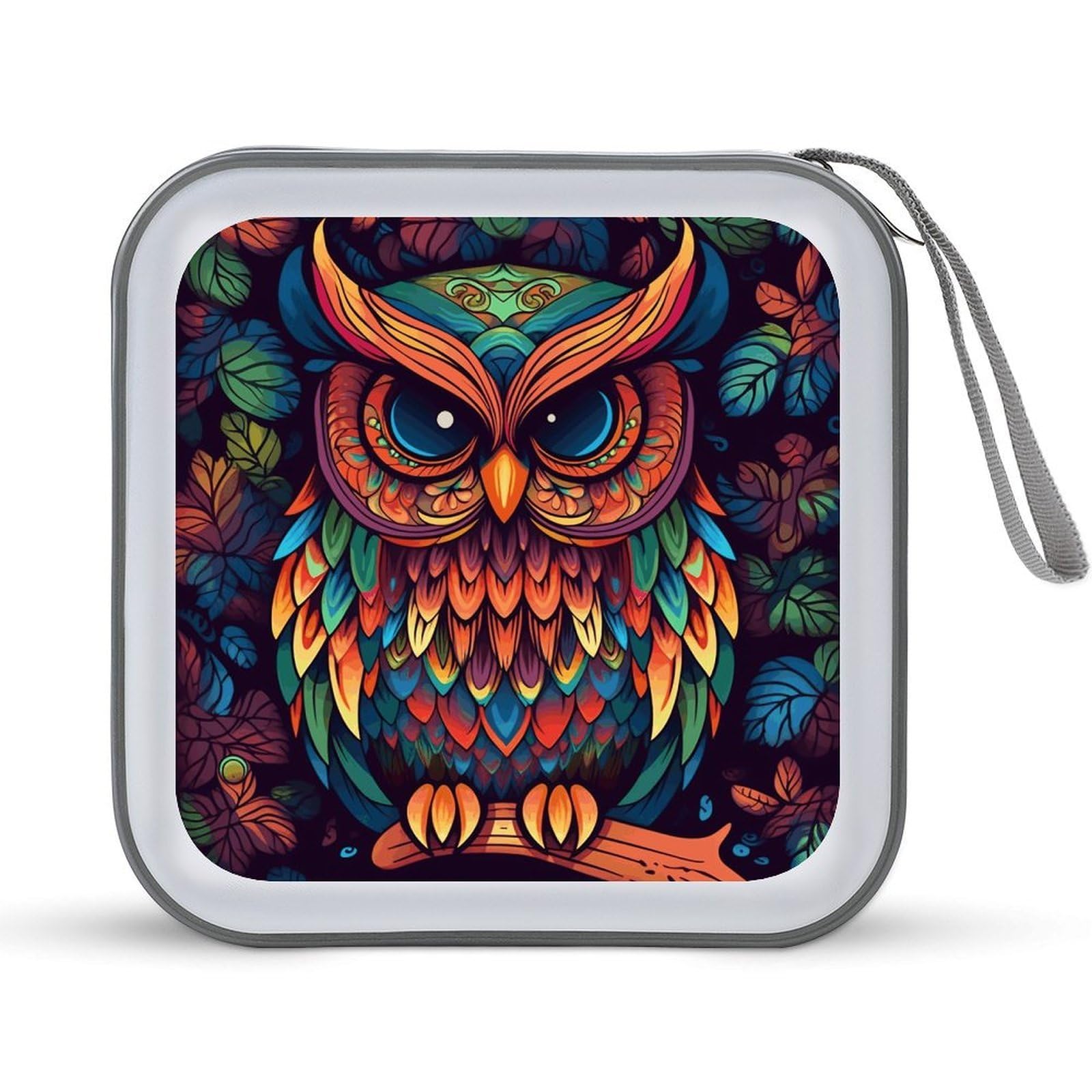 VstaDank Color Owl Pattern CD Case DVD Holder Storage Portable Carrying Binder Holder Wallet Large Storage Disc Wallet Bag Hard Plastic DVD Disc Case Large Media Binder Capacity 40 Sheets