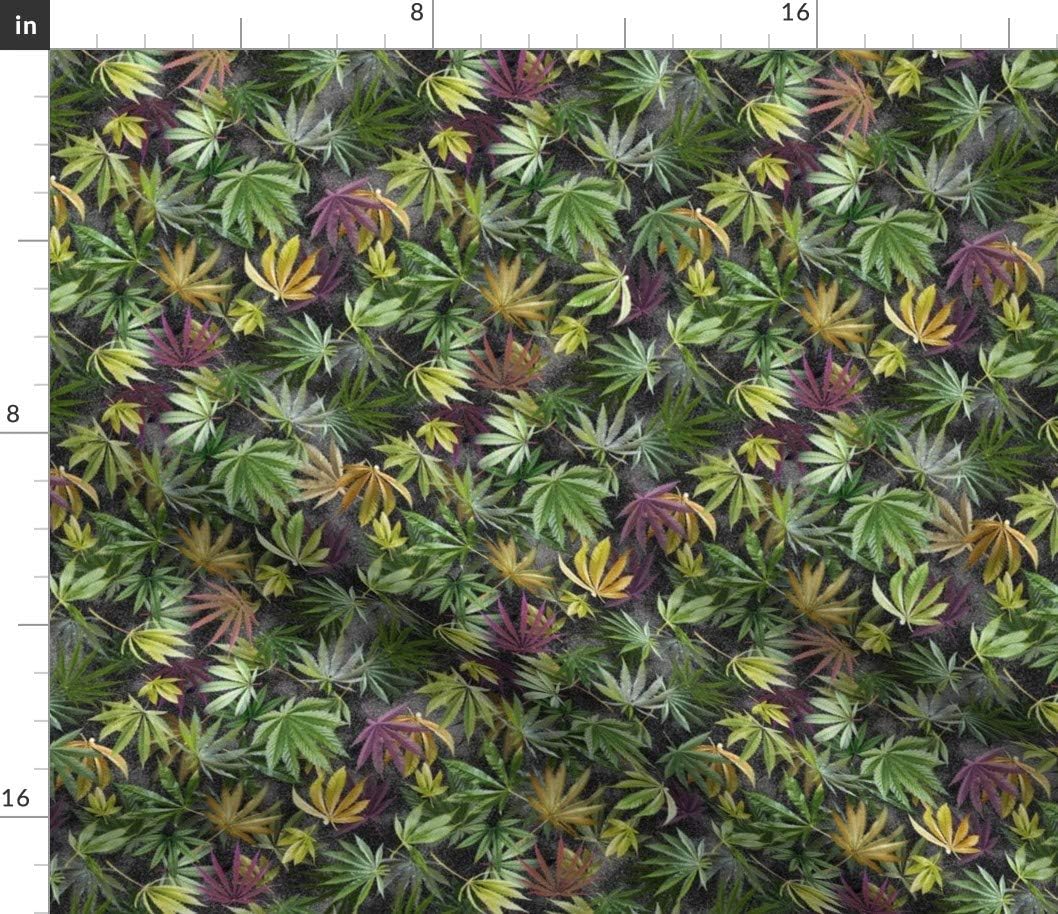 Spoonflower Fabric - Midnight Cannabis Leaves 420 Marijuana Hemp Camouflage Camoflage Herb Printed on Petal Signature Cotton Fabric by The Yard - Sewing Quilting Apparel Crafts Decor