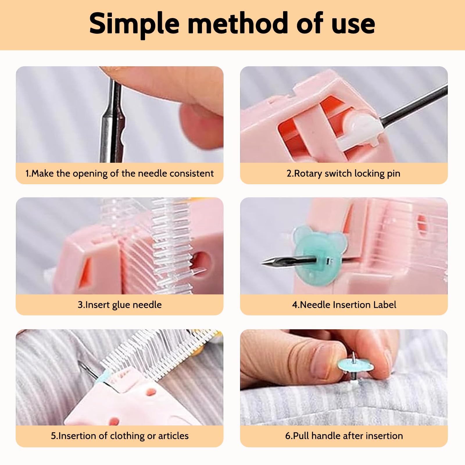 Speedy Clothing Fixer - Pistola Da Cucito Rapida Portatile Con 5 Aghi E 100 Bottoni A Forma Di Orso (Rosa) - Foto 6