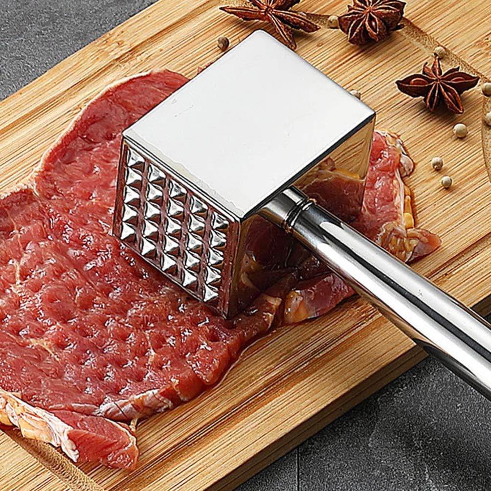 1pc Stainless Steel Meat Pounder Tenderizer Hammer Ergonomic Handle for Comfortable Grip Rustproof Kitchen Tool for Flattens Steak Chicken Easy Storage Hanging
