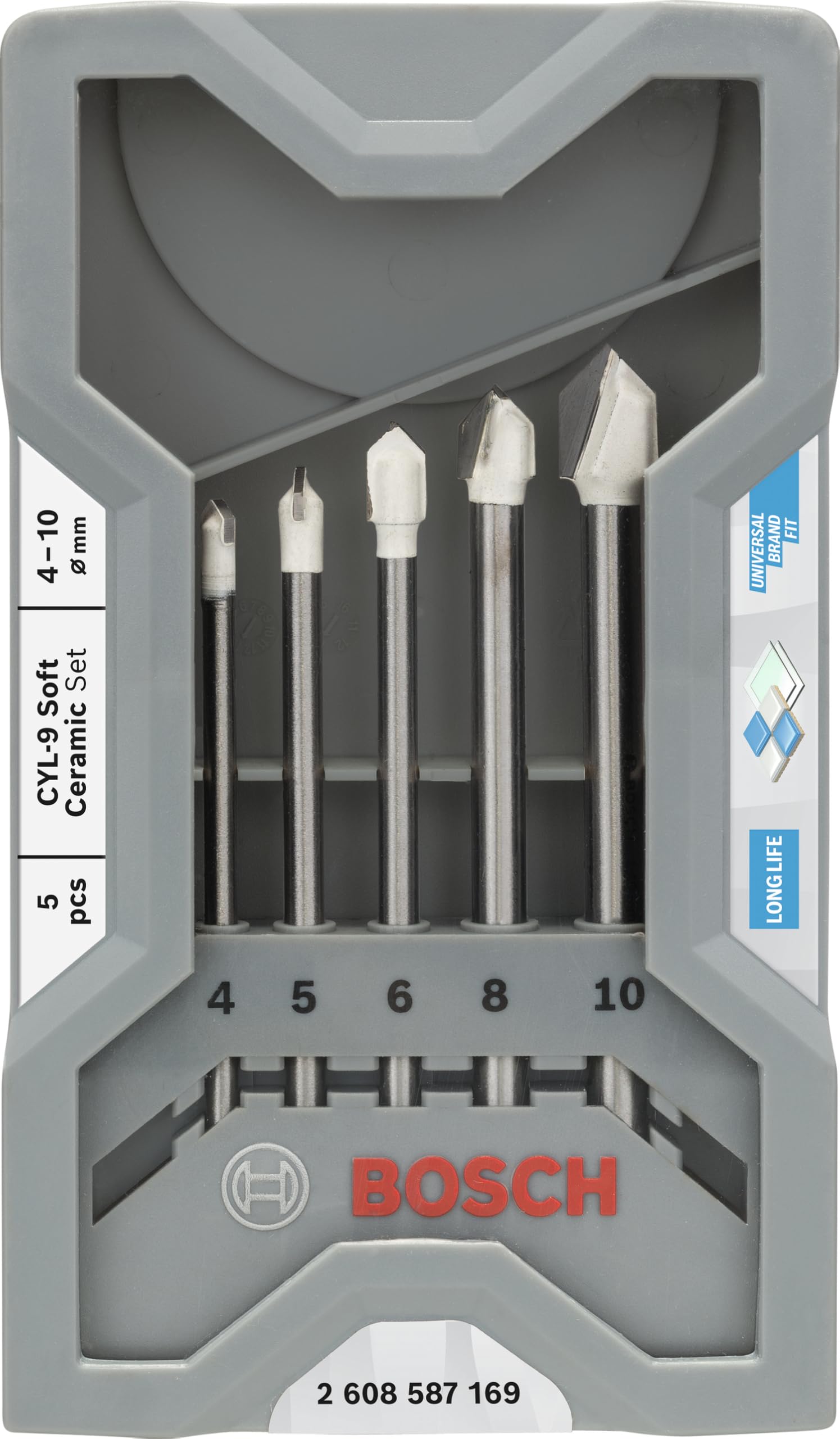 Bosch Professional Set de forets pour carrelage CYL-9 SoftCeramic Ø 4-10 mm gris