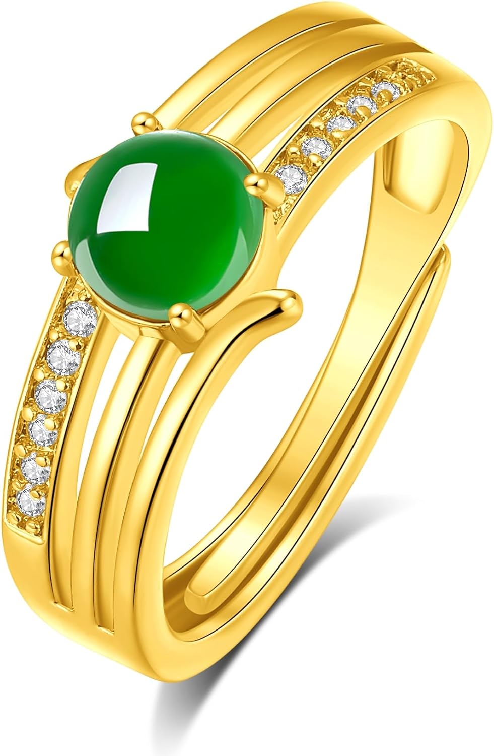 MRW Rings For Women Handmade Natura Green 925 Sterling Silver Gold Plated Zircon Ring Jewelry For Women