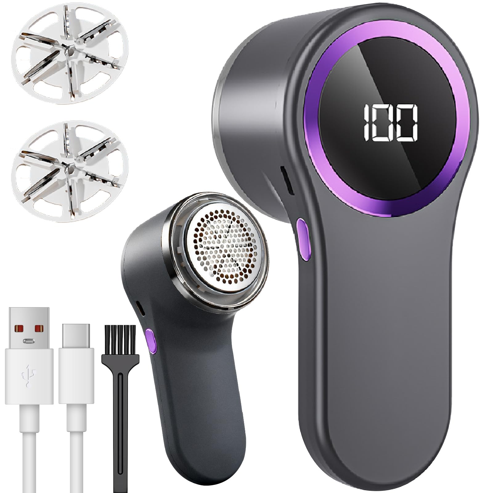 Electric Lint Remover Fabric Shaver, Bobble Remover for Clothes, 6 Blade Debobbler Clothes Shaver with LED Display, Quickly Remove Fuzz, Lint, Bobble for Fabric